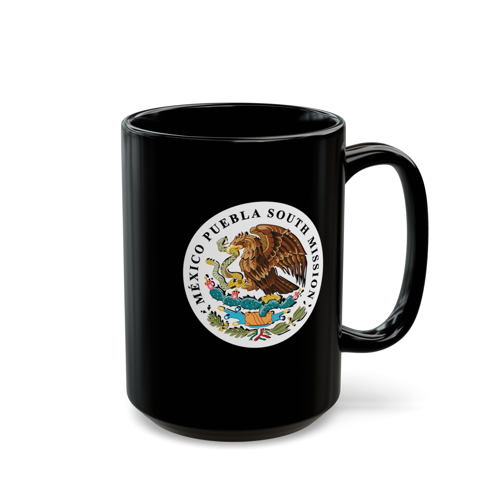 Mexico Puebla South Mission Circular Flag Black Ceramic Mug - Mission Wishlist - LDS Missionary Gift Store