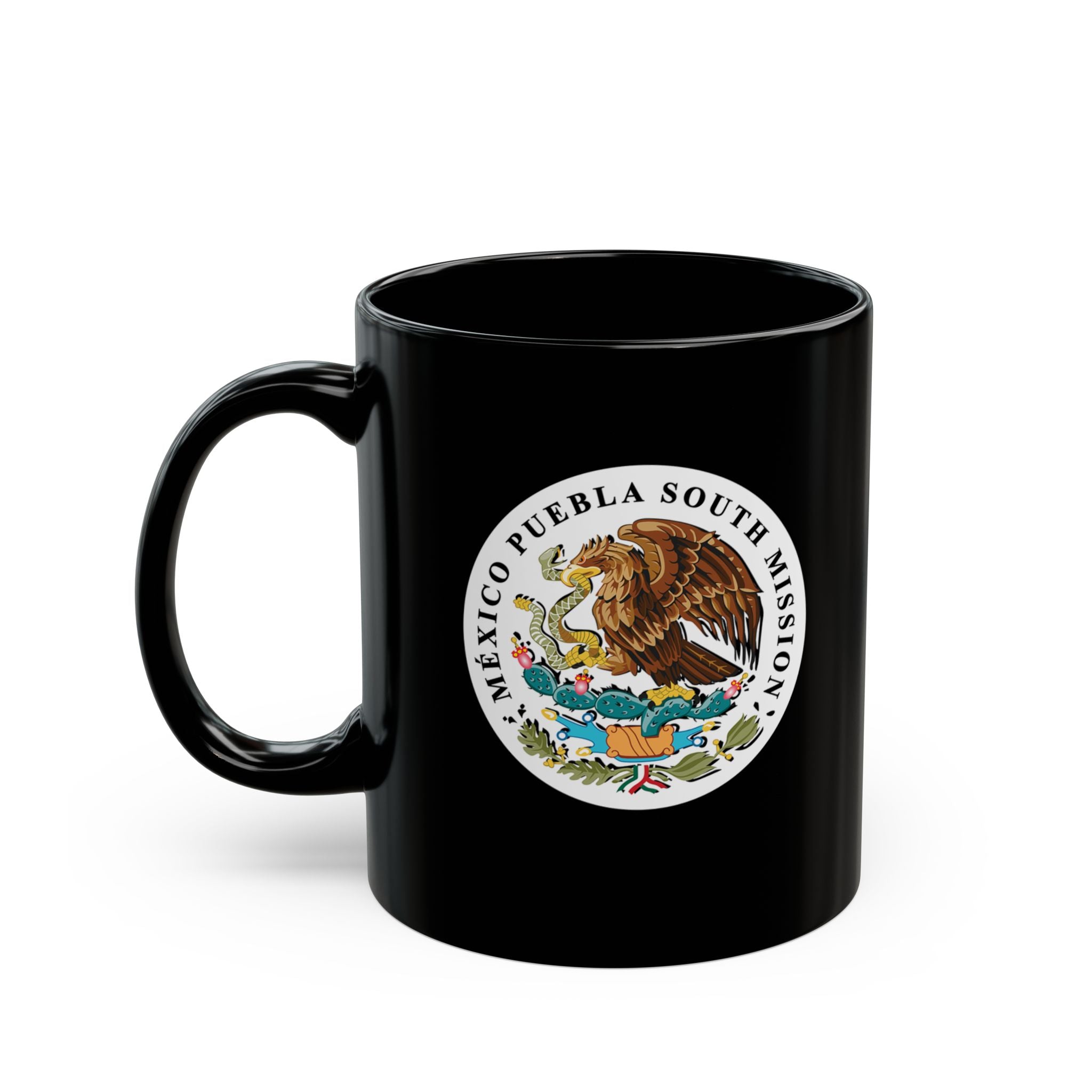 Mexico Puebla South Mission Circular Flag Black Ceramic Mug - Mission Wishlist - LDS Missionary Gift Store