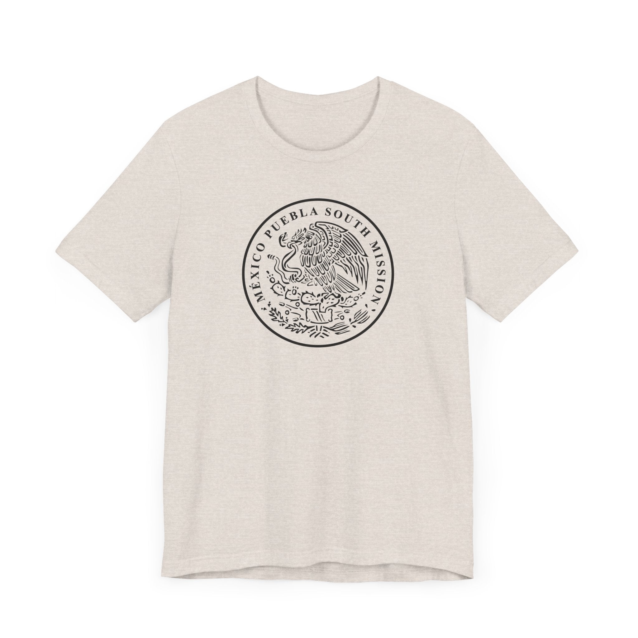 Mexico Puebla South Mission Circular Monochrome Logo T-Shirt - Latter-Day Saint LDS Missionary Gift - Book of Mormon