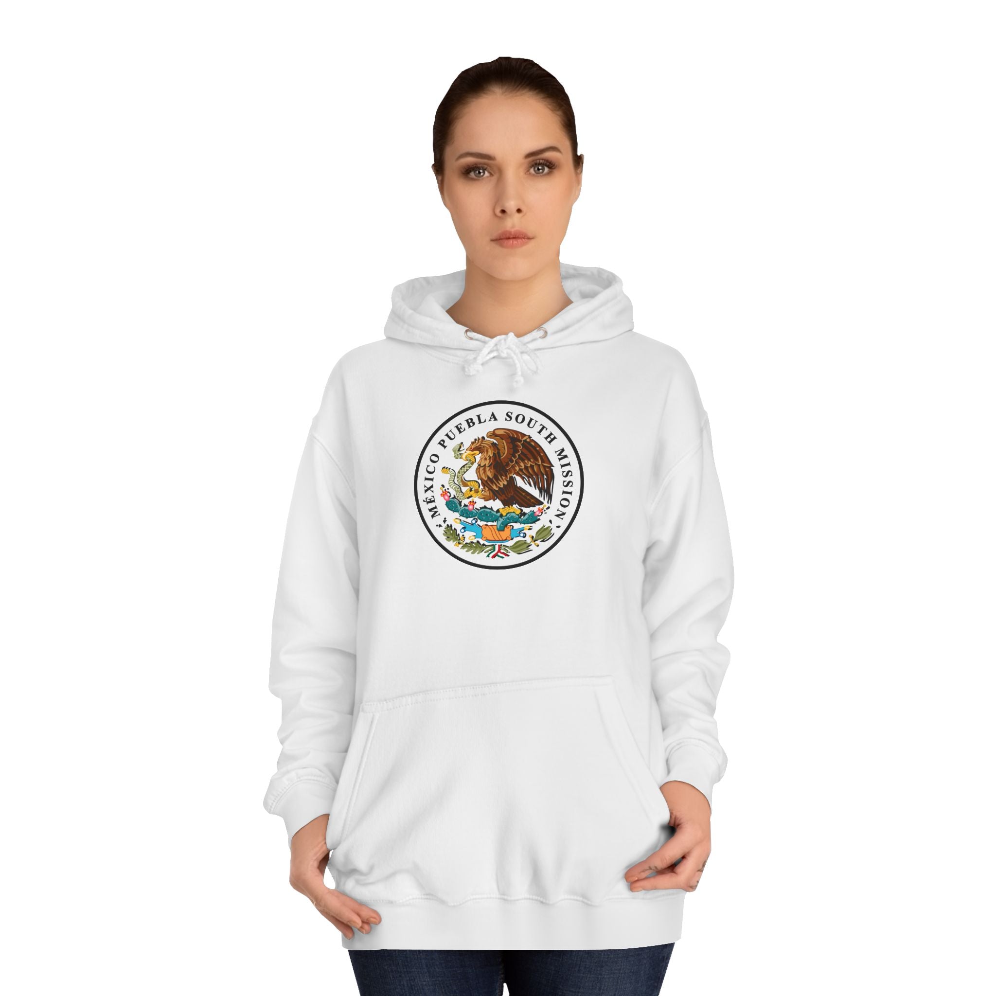 Mexico Puebla South Mission Flag Logo (White Border) College Hoodie - Mission Wishlist - LDS Missionary Gift Store