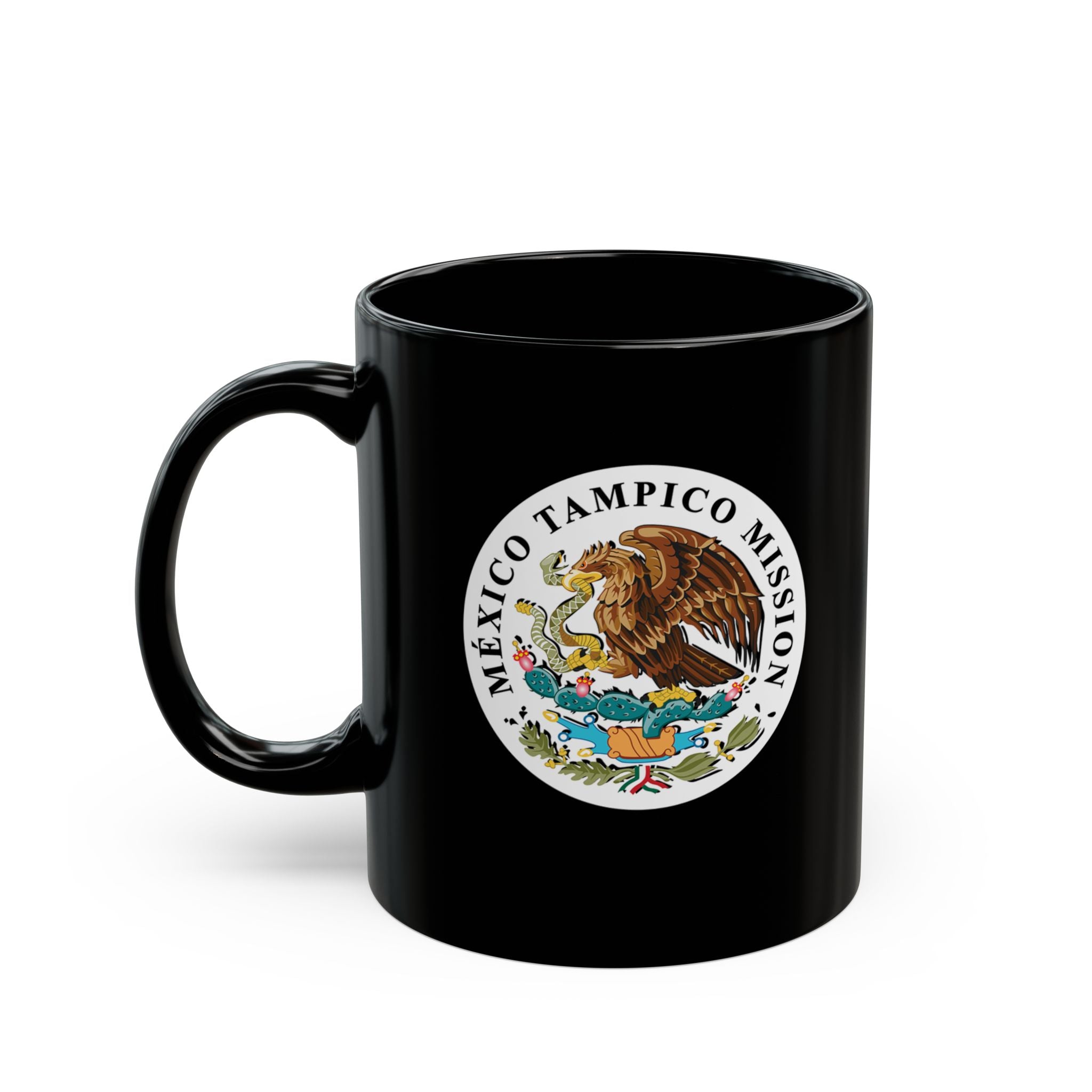 Mexico Tampico Mission Circular Flag Black Ceramic Mug - Mission Wishlist - LDS Missionary Gift Store