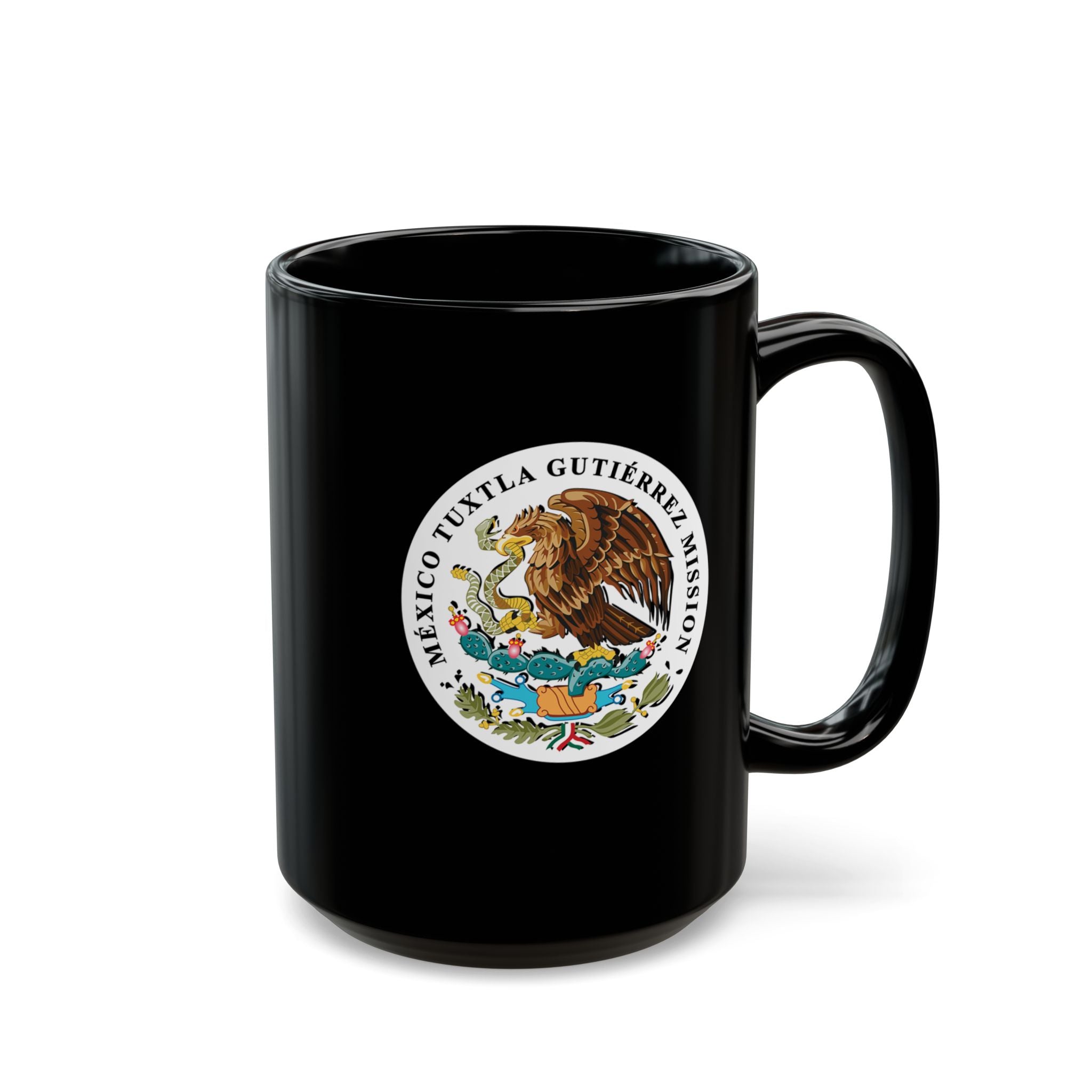 Mexico Tuxtla Gutierrez Mission Circular Flag Black Ceramic Mug - Latter-Day Saint LDS Missionary Gift - Book of Mormon