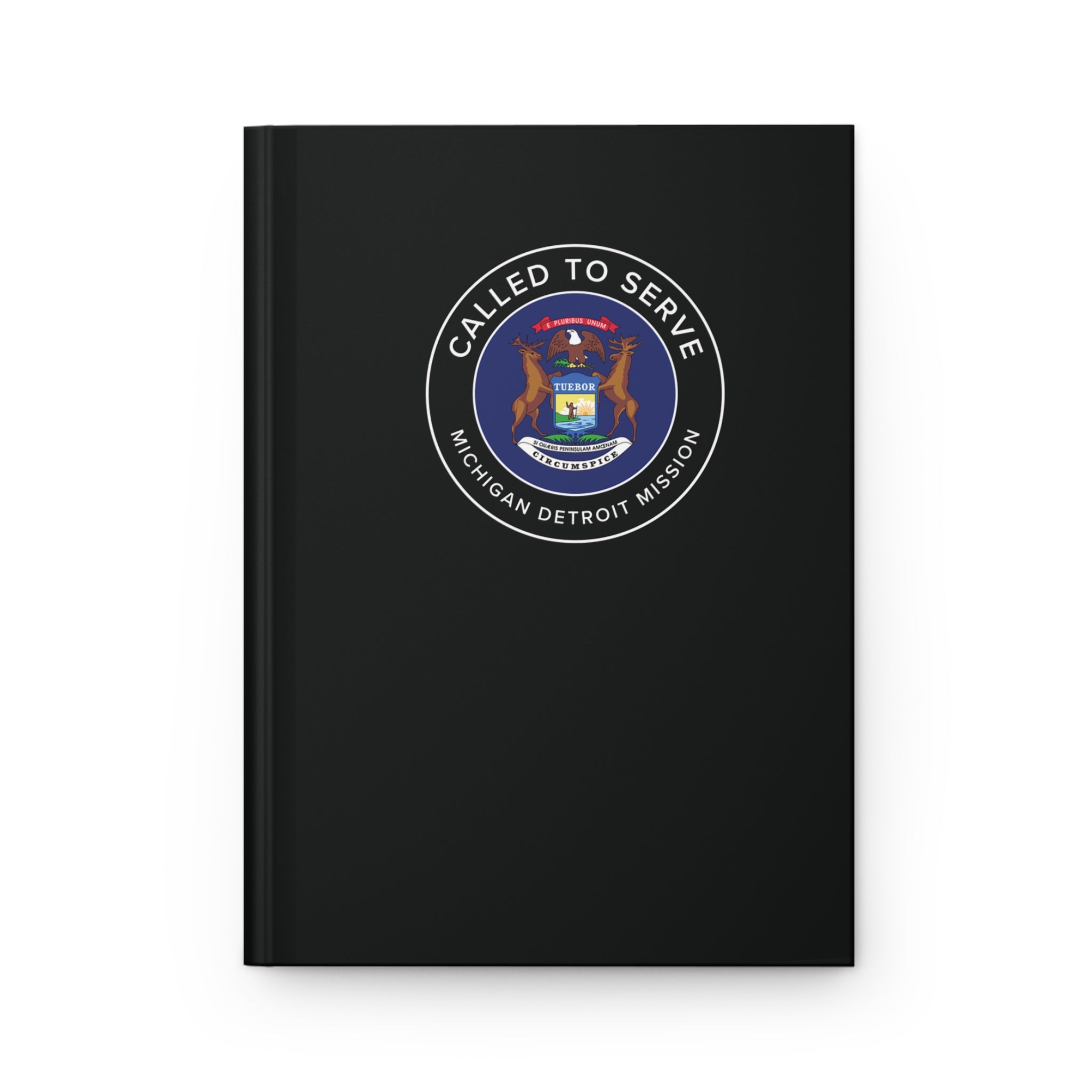Michigan Detroit Mission Circle Flag Called to Serve Black Hardcover Journal Matte - Latter-Day Saint LDS Missionary Gift - Book of Mormon