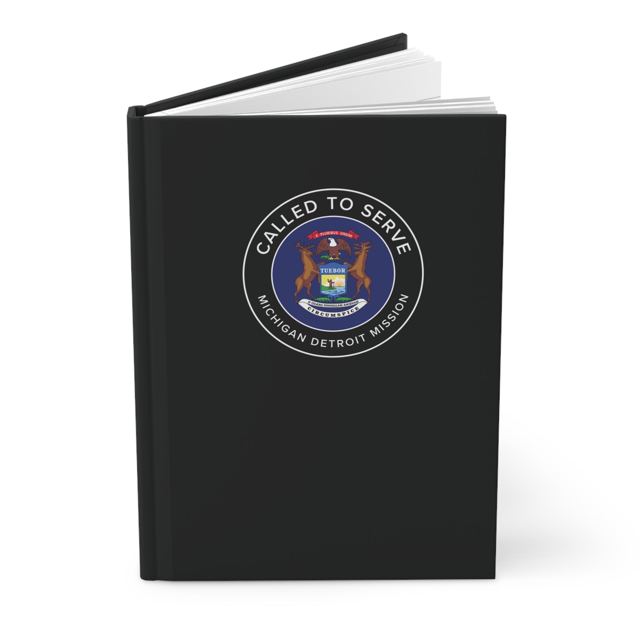 Michigan Detroit Mission Circle Flag Called to Serve Black Hardcover Journal Matte - Latter-Day Saint LDS Missionary Gift - Book of Mormon
