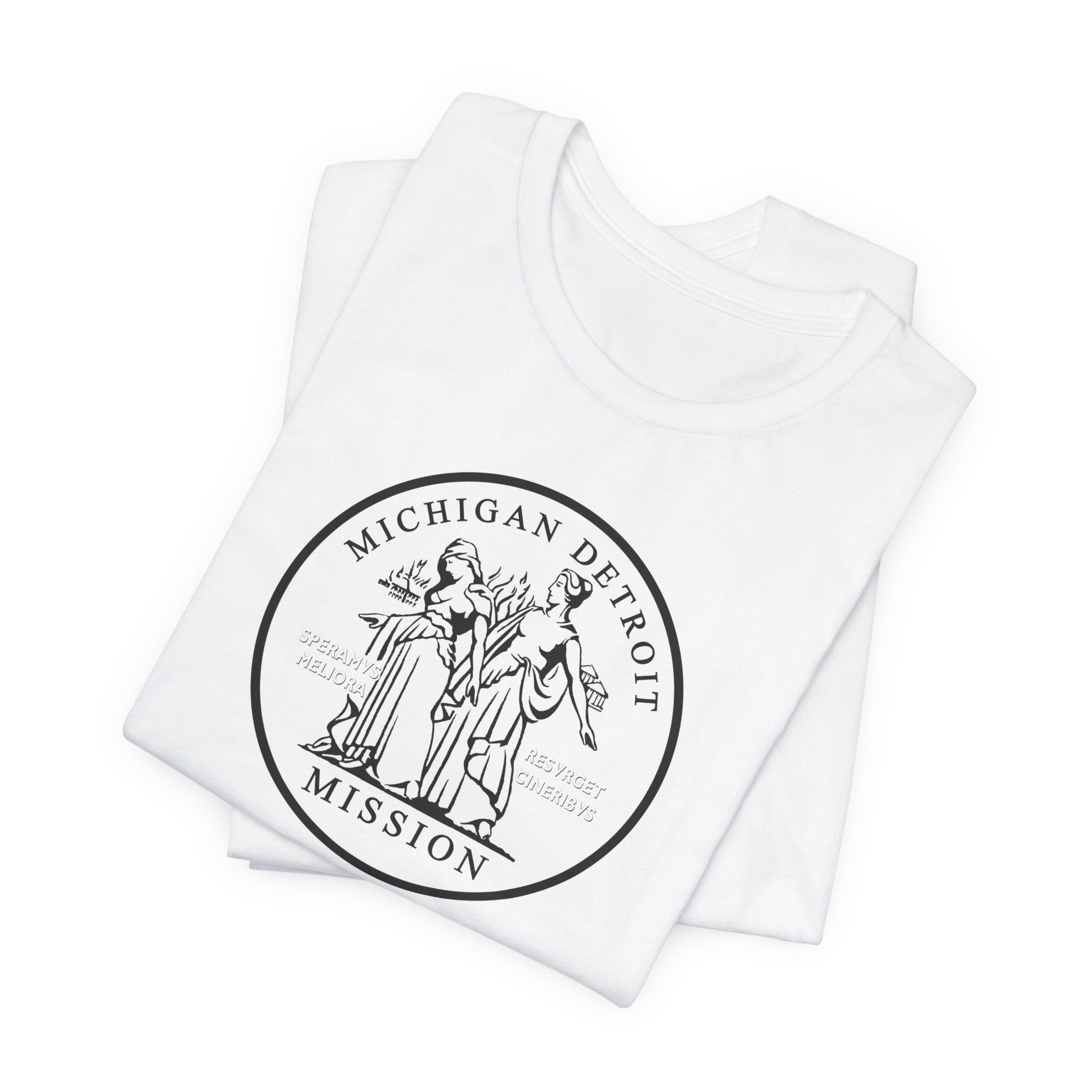 Michigan Detroit Mission Circular Monochrome Logo T-Shirt - Latter-Day Saint LDS Missionary Gift - Book of Mormon