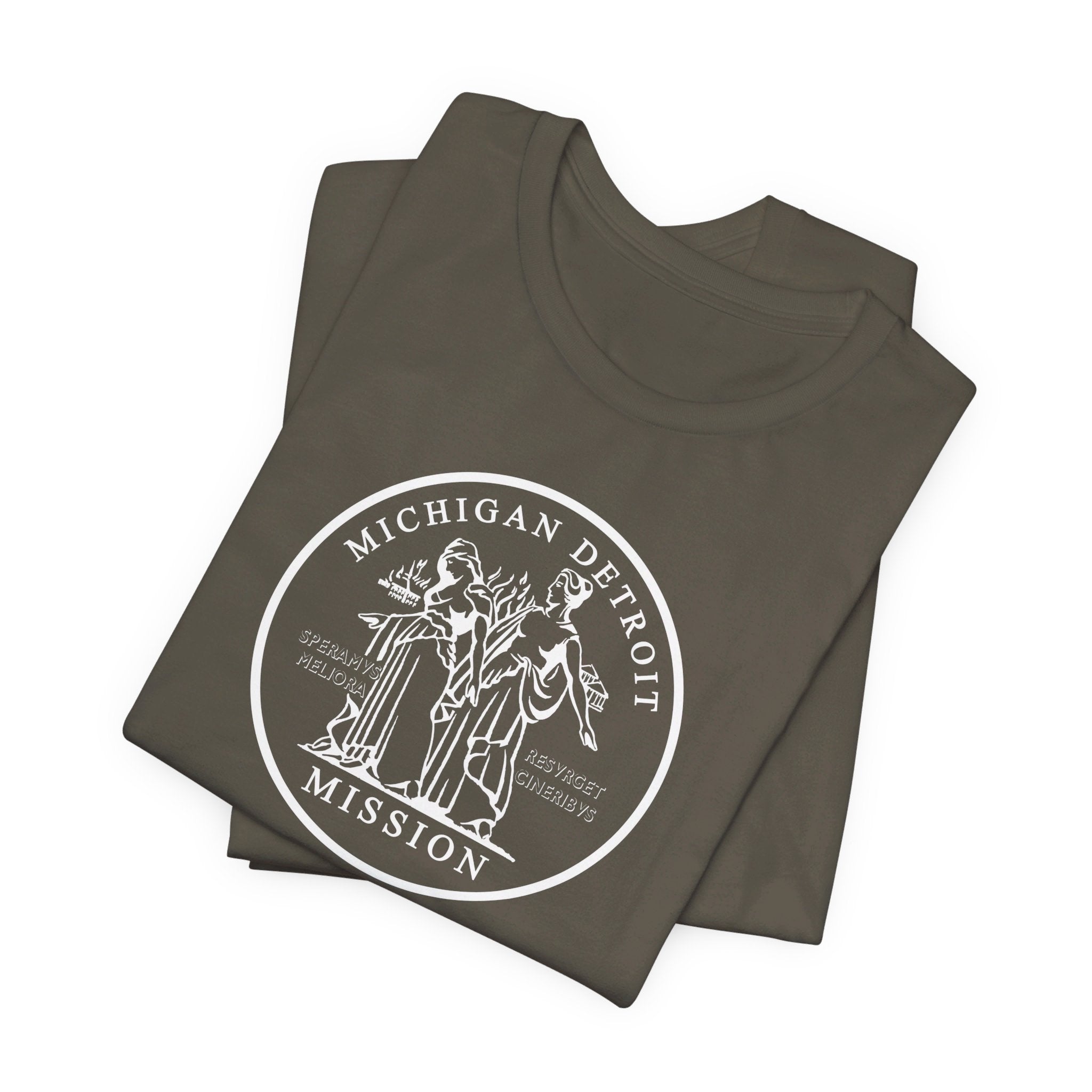 Michigan Detroit Mission Circular Monochrome Logo T-Shirt - Latter-Day Saint LDS Missionary Gift - Book of Mormon