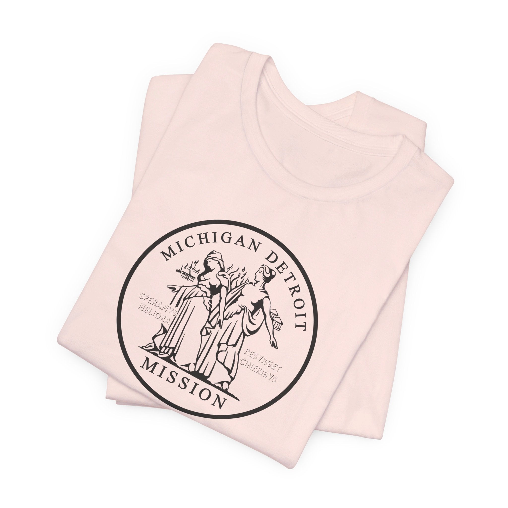 Michigan Detroit Mission Circular Monochrome Logo T-Shirt - Latter-Day Saint LDS Missionary Gift - Book of Mormon