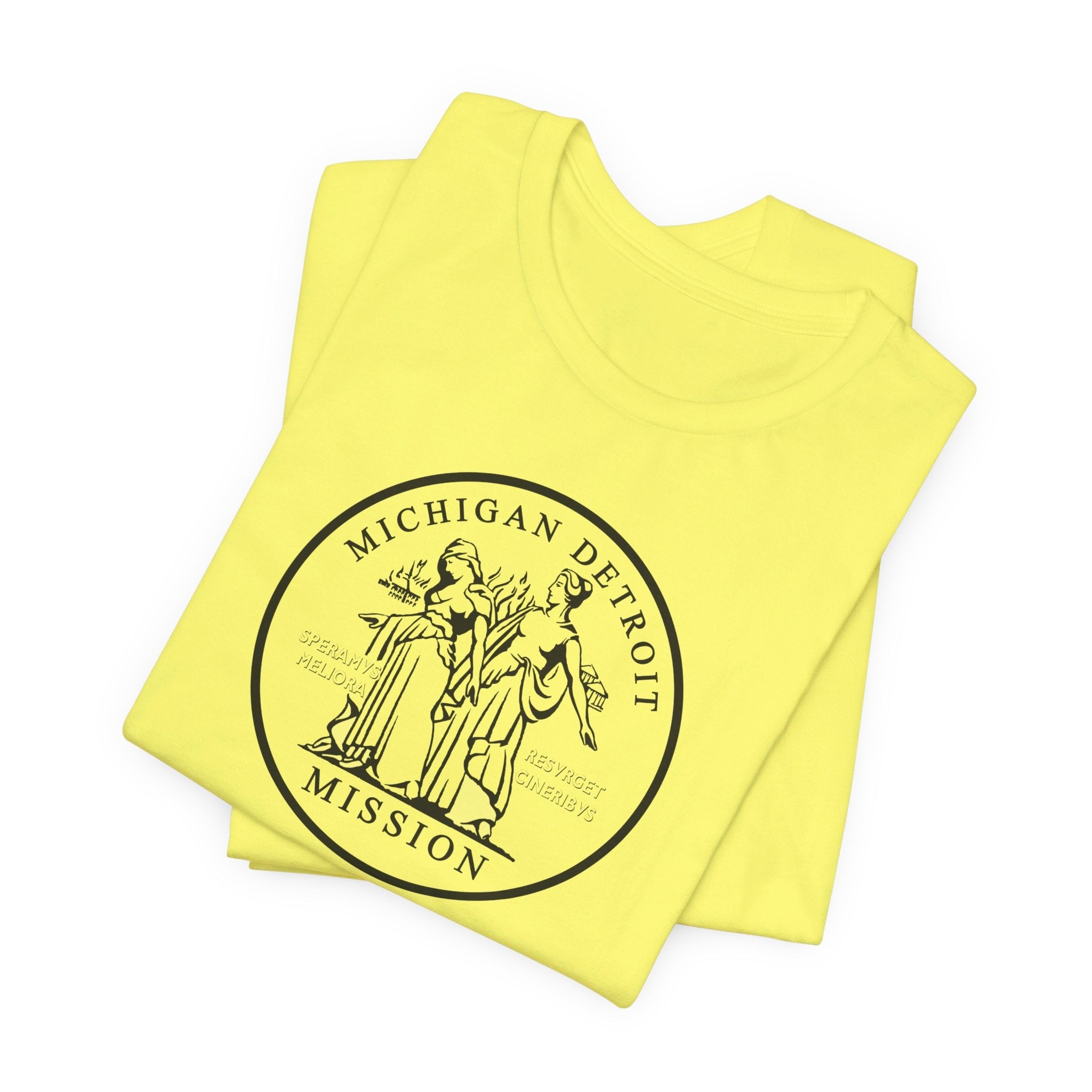 Michigan Detroit Mission Circular Monochrome Logo T-Shirt - Latter-Day Saint LDS Missionary Gift - Book of Mormon