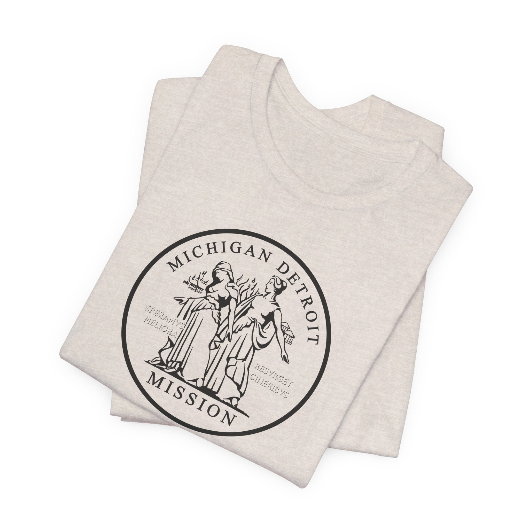 Michigan Detroit Mission Circular Monochrome Logo T-Shirt - Latter-Day Saint LDS Missionary Gift - Book of Mormon