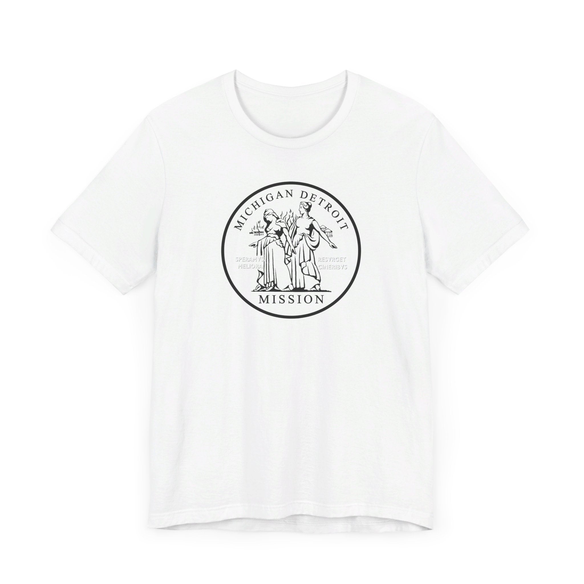 Michigan Detroit Mission Circular Monochrome Logo T-Shirt - Latter-Day Saint LDS Missionary Gift - Book of Mormon
