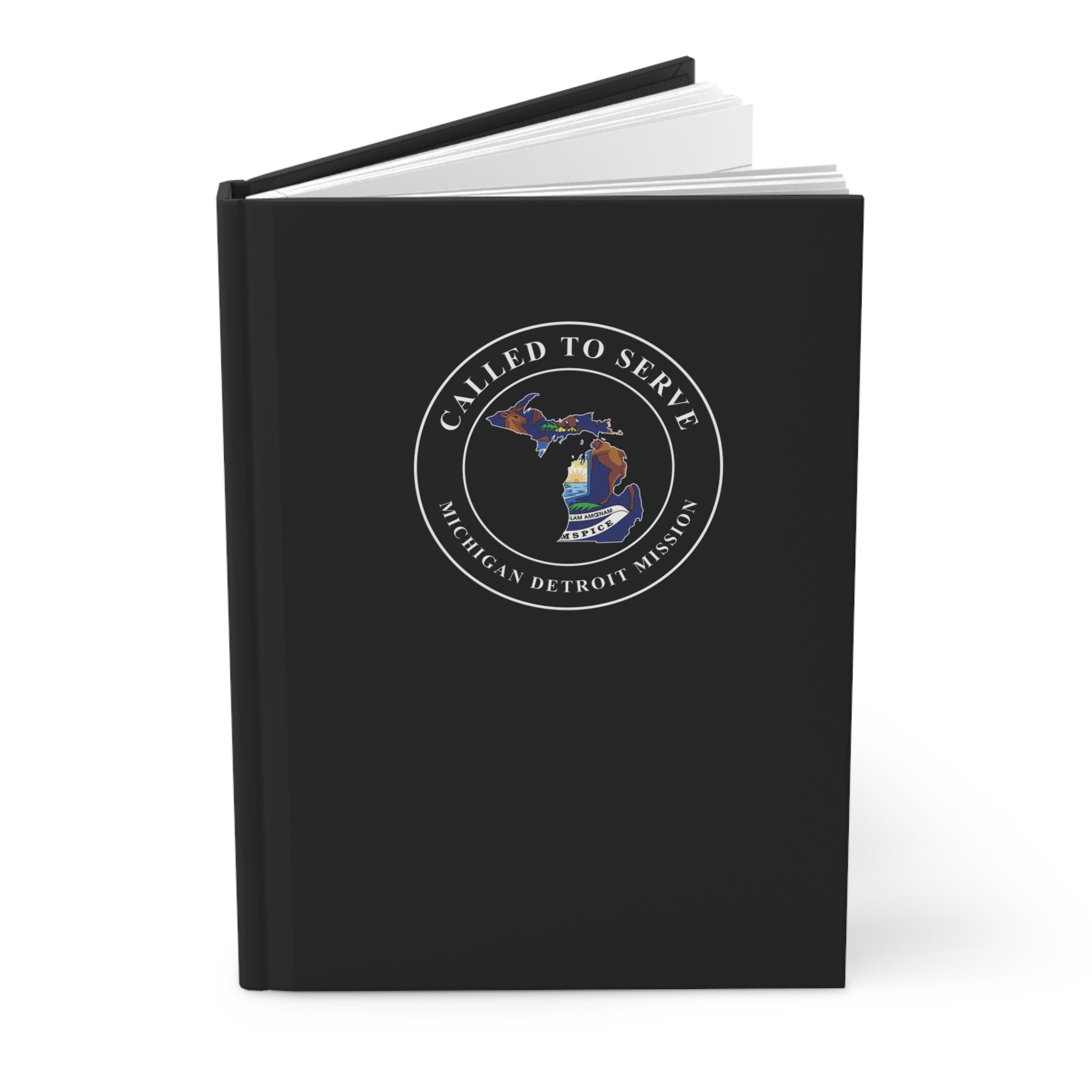 Michigan Detroit Mission Flag Map Called to Serve Black Hardcover Journal Matte - Latter-Day Saint LDS Missionary Gift - Book of Mormon