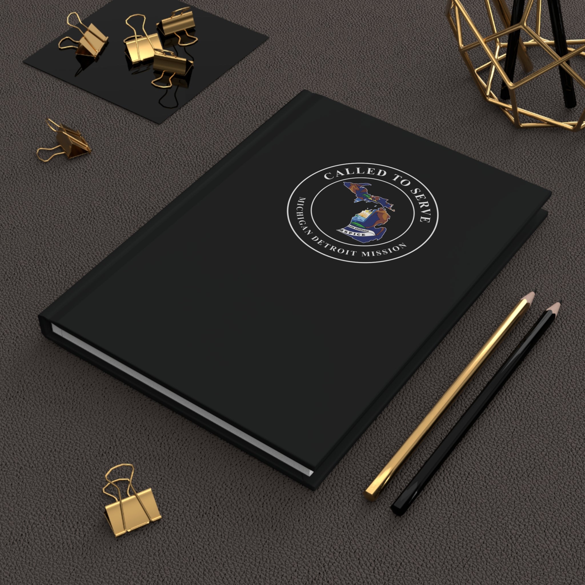 Michigan Detroit Mission Flag Map Called to Serve Black Hardcover Journal Matte - Latter-Day Saint LDS Missionary Gift - Book of Mormon