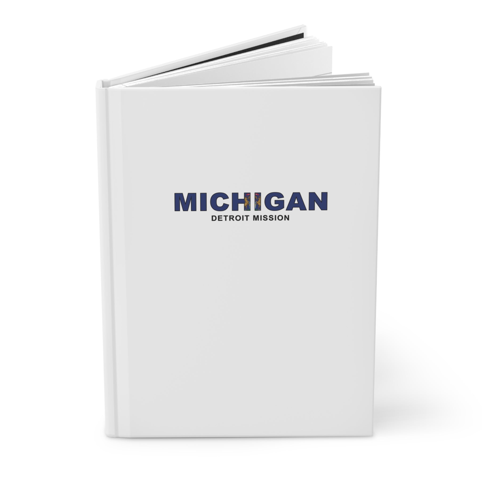 Michigan Detroit Mission Flag Title White Hardcover Journal Matte - Mission Wishlist - LDS Missionary Gift Store