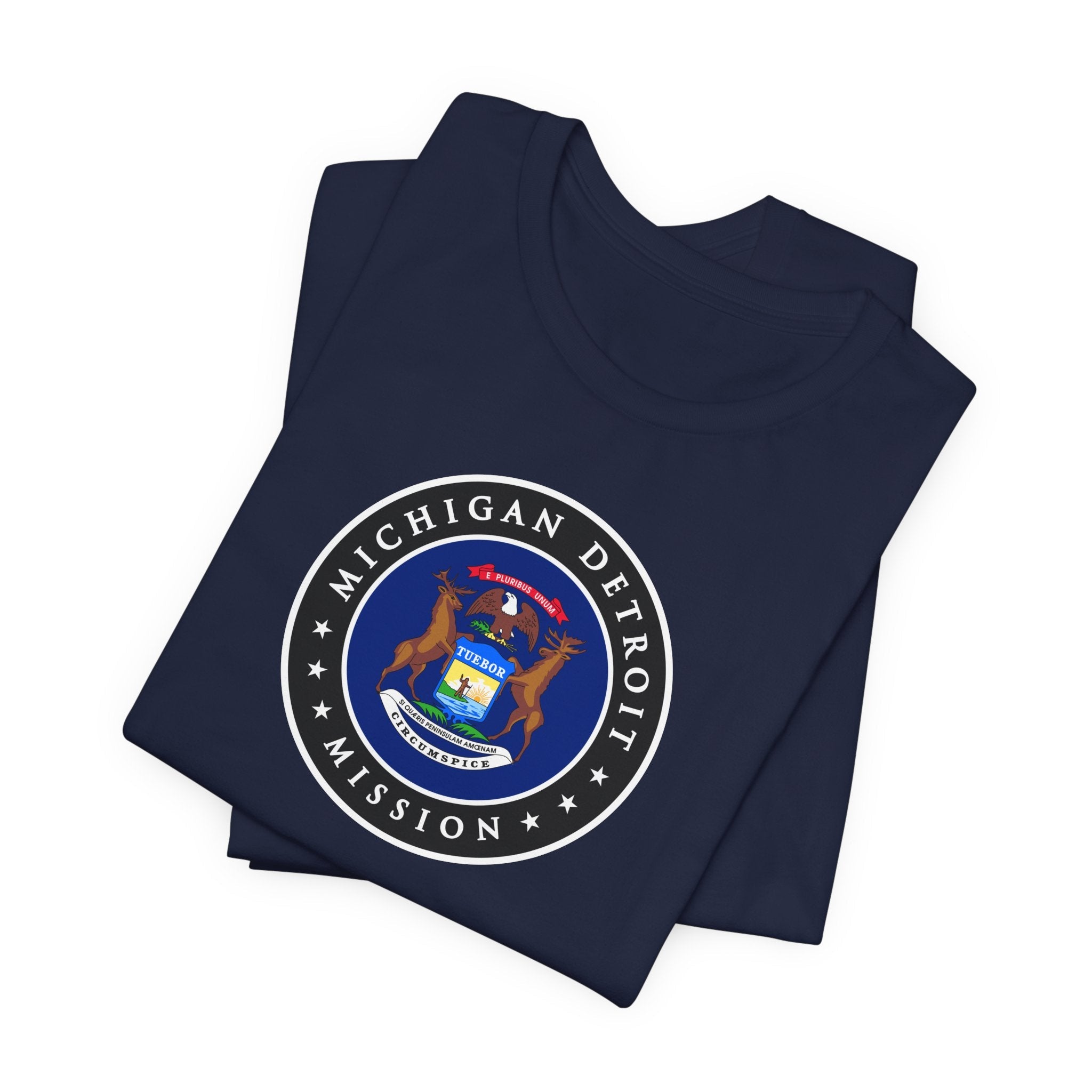 Michigan Detroit Mission State Flag Logo (Black Border) T-shirt - Mission Wishlist - LDS Missionary Gift Store