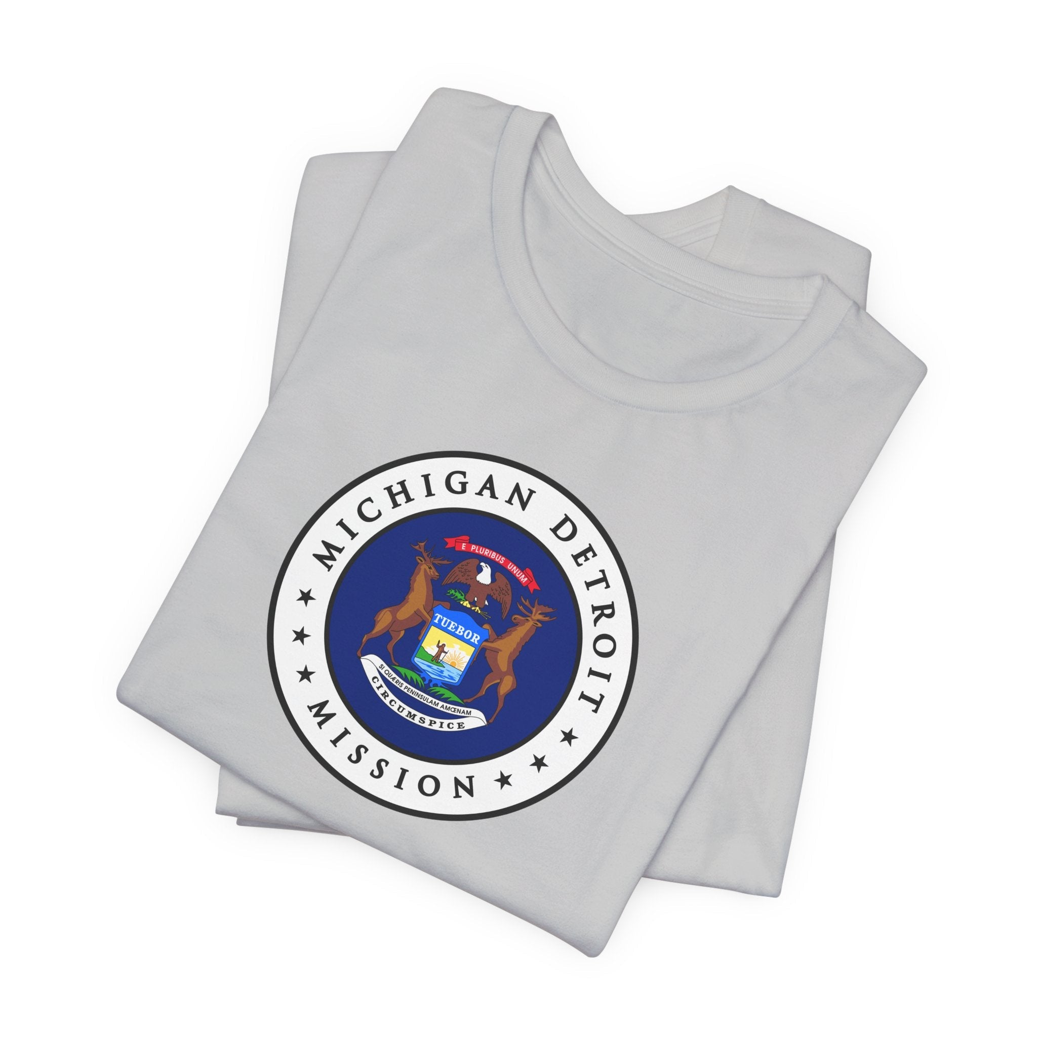 Michigan Detroit Mission State Flag Logo (White Border) T-shirt - Latter-Day Saint LDS Missionary Gift - Book of Mormon