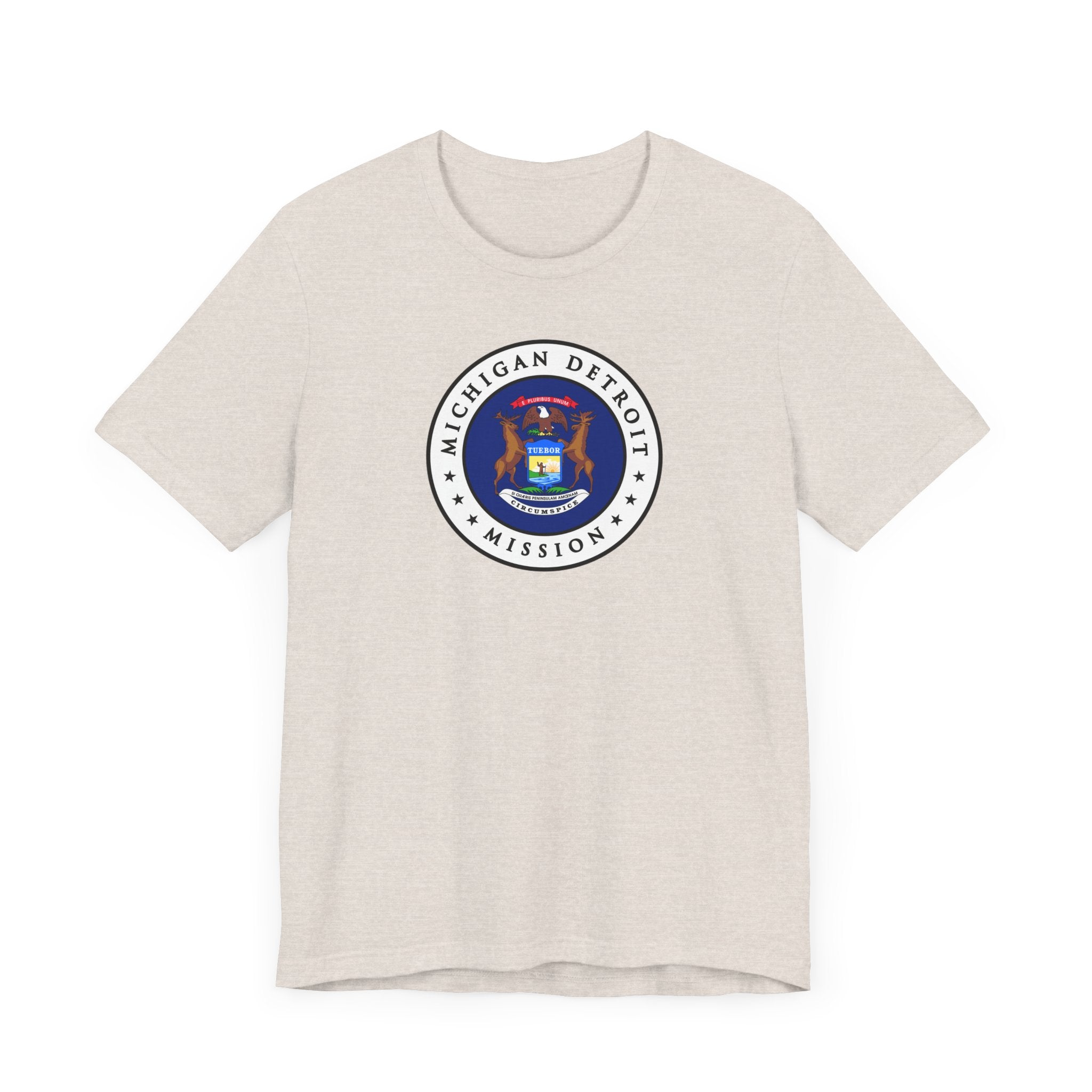 Michigan Detroit Mission State Flag Logo (White Border) T-shirt - Latter-Day Saint LDS Missionary Gift - Book of Mormon