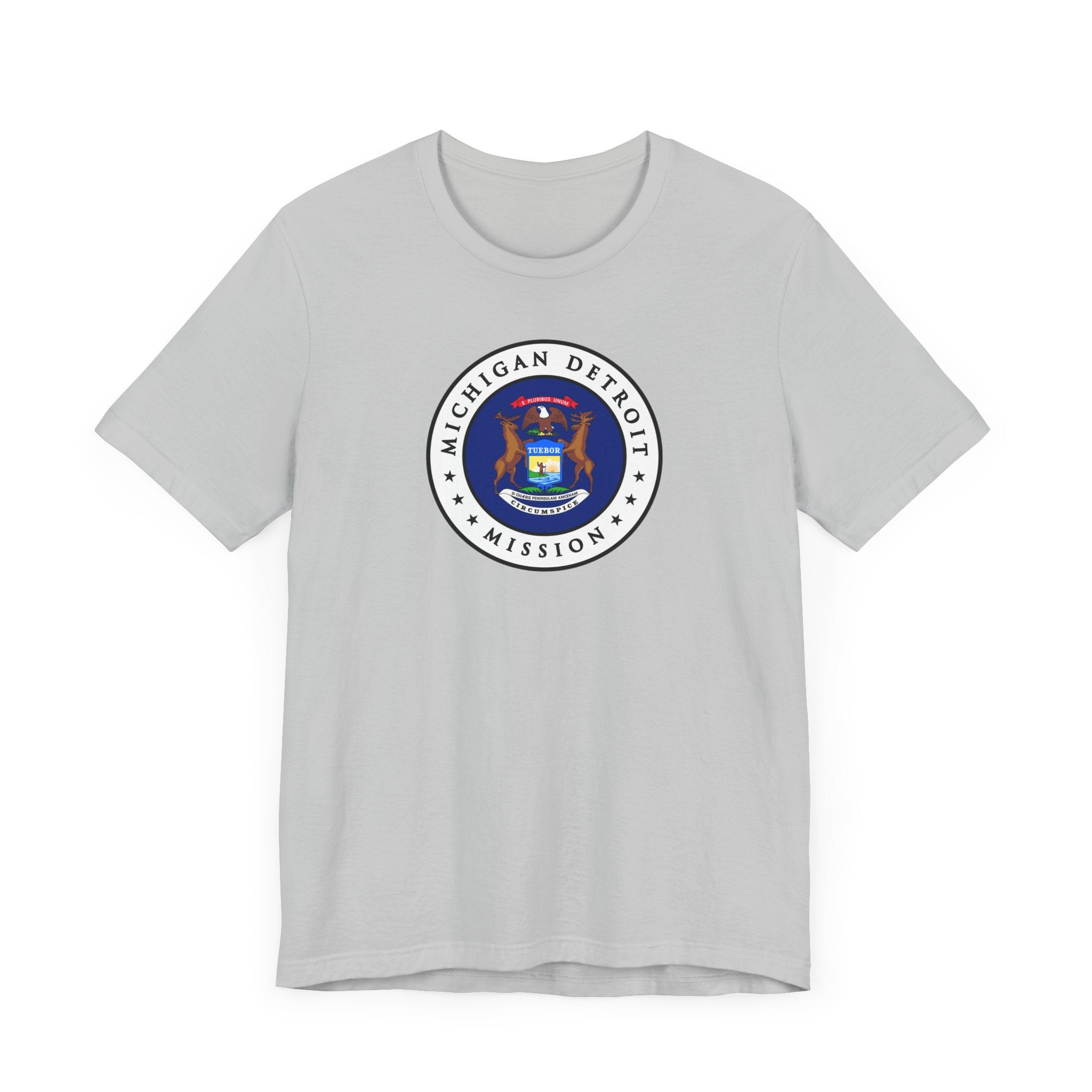 Michigan Detroit Mission State Flag Logo (White Border) T-shirt - Latter-Day Saint LDS Missionary Gift - Book of Mormon