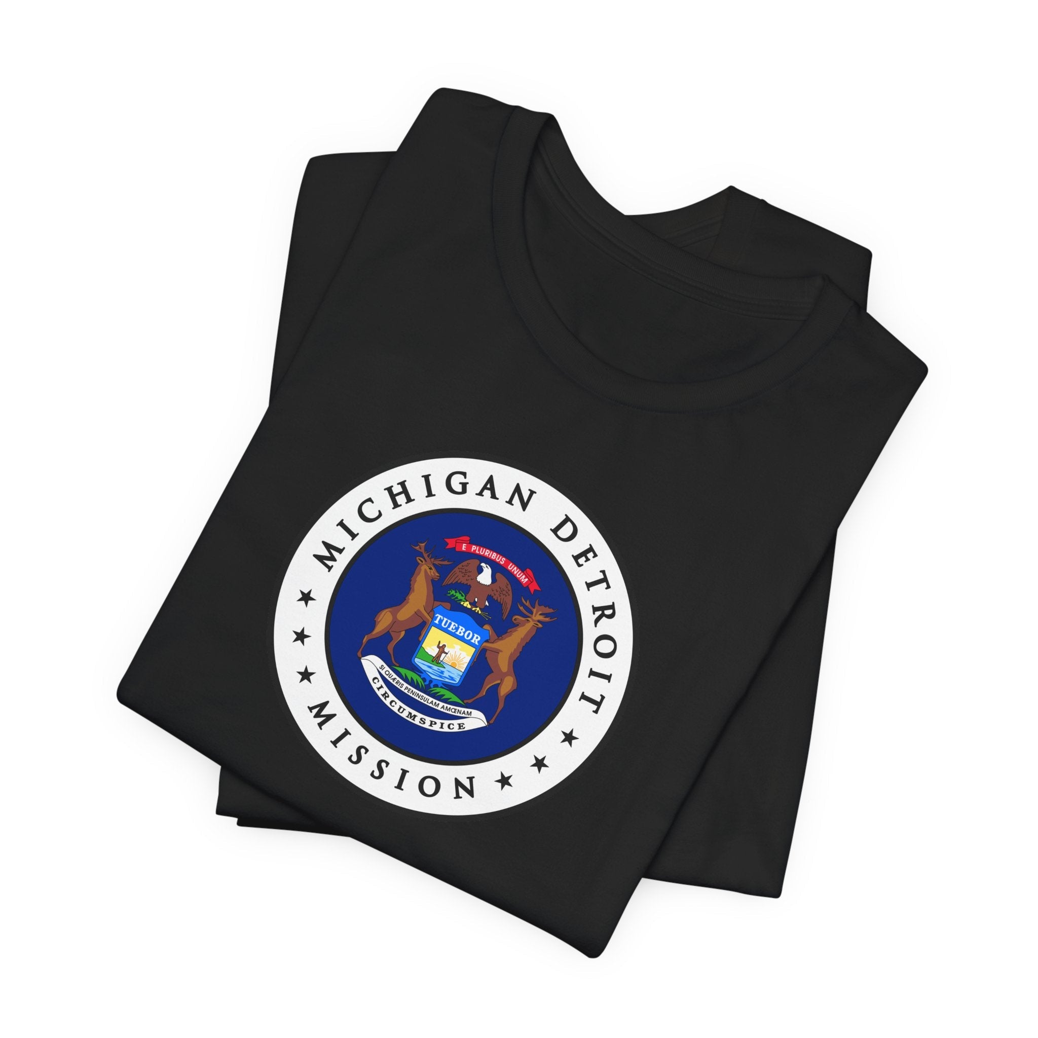 Michigan Detroit Mission State Flag Logo (White Border) T-shirt - Latter-Day Saint LDS Missionary Gift - Book of Mormon