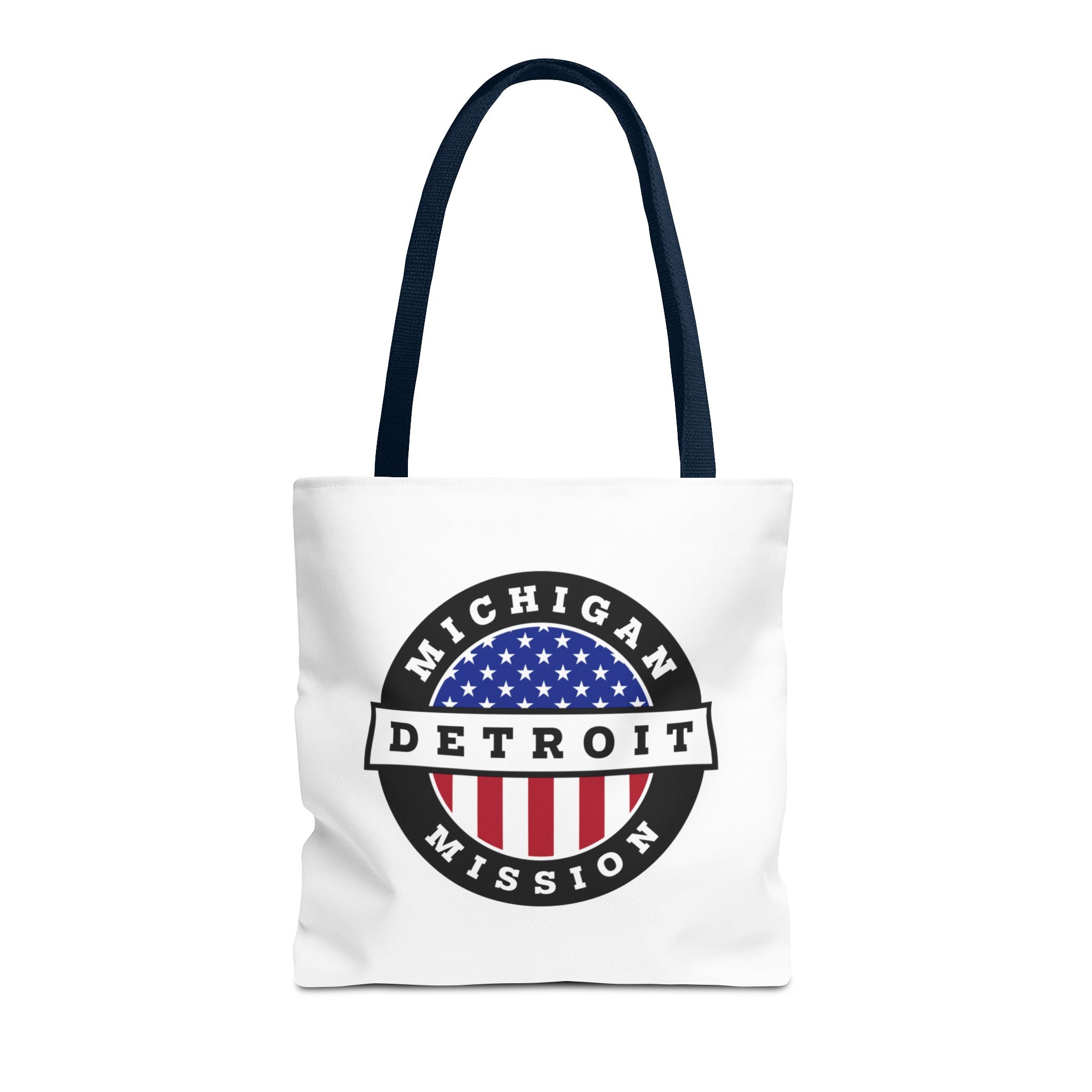 Michigan Detroit Mission USA Flag Logo Tote Bag White - Mission Wishlist - LDS Missionary Gift Store