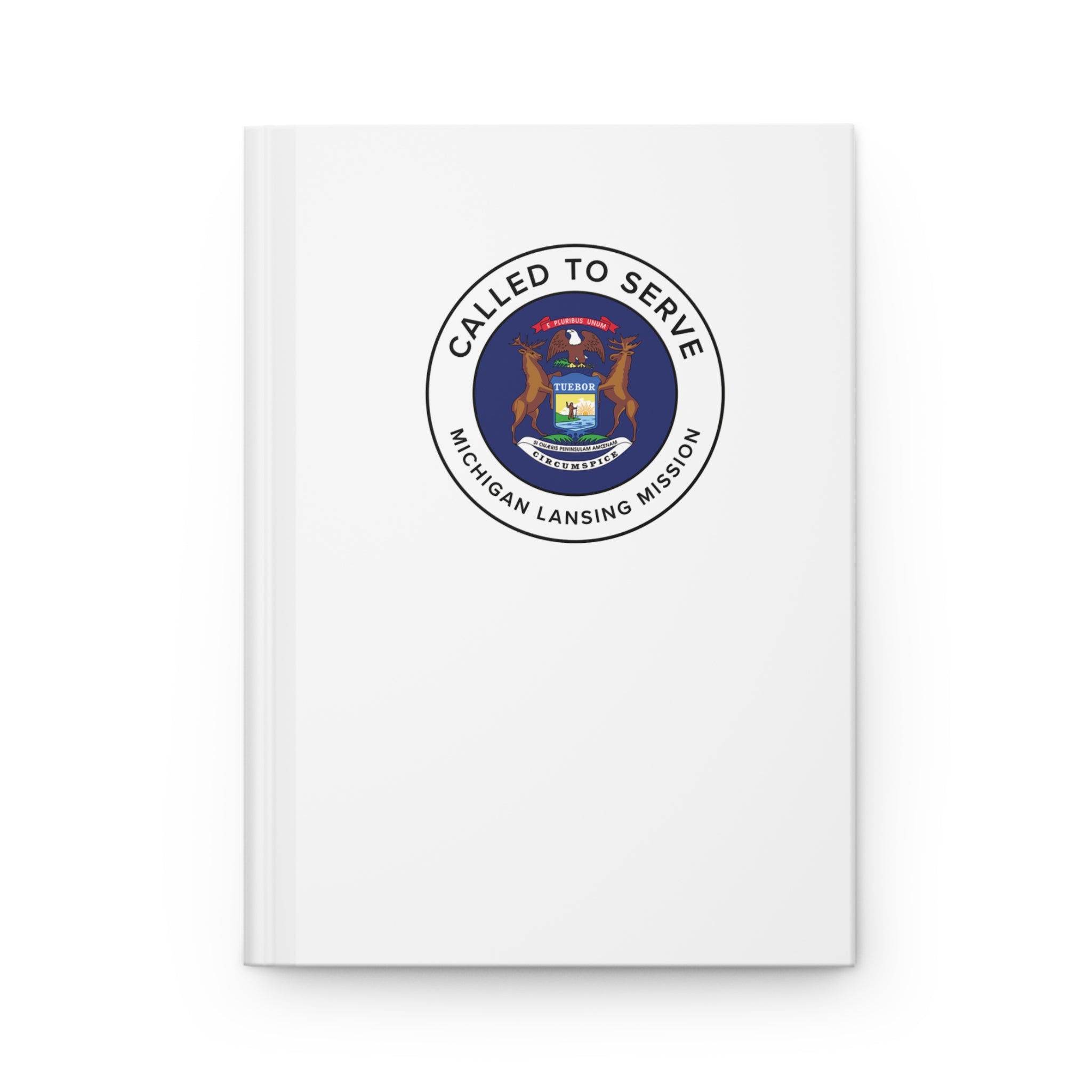 Michigan Lansing Mission Circle Flag Called to Serve White Hardcover Journal Matte - Latter-Day Saint LDS Missionary Gift - Book of Mormon