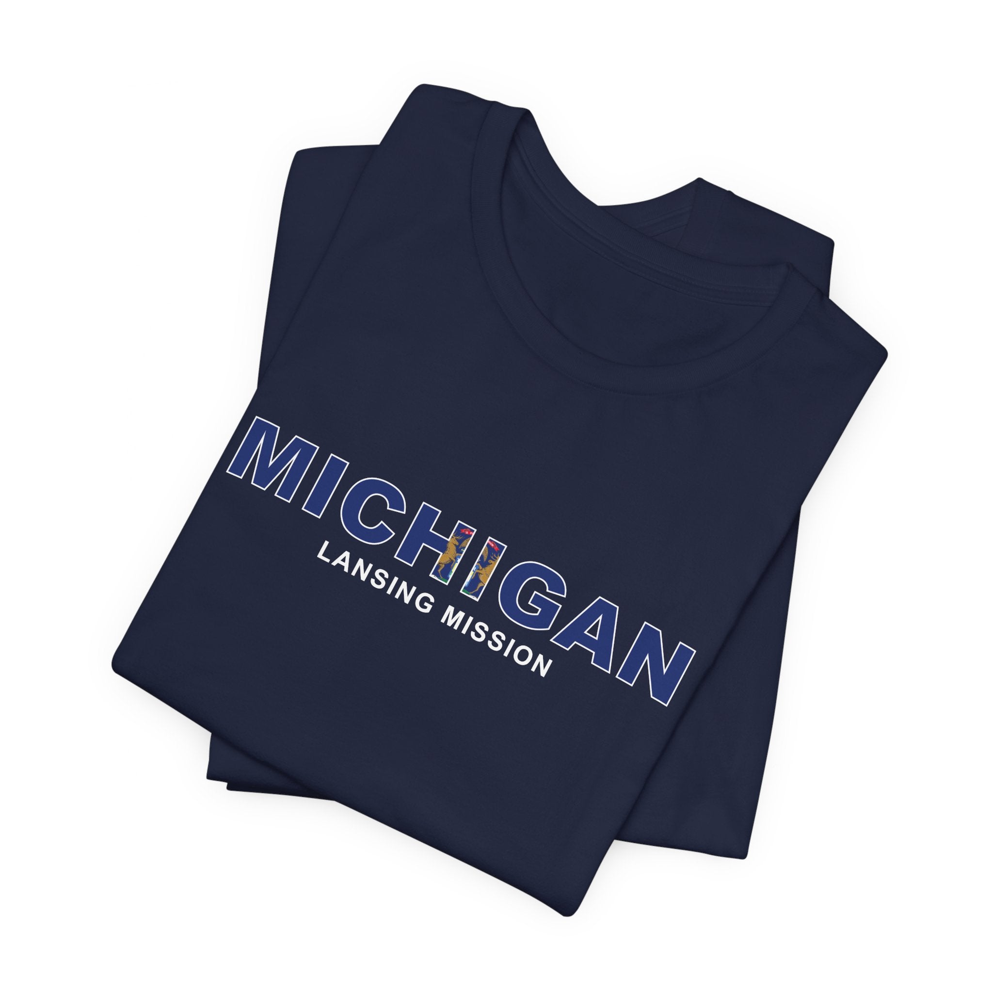 Michigan Lansing Mission Flag Title T-shirt - Mission Wishlist - LDS Missionary Gift Store
