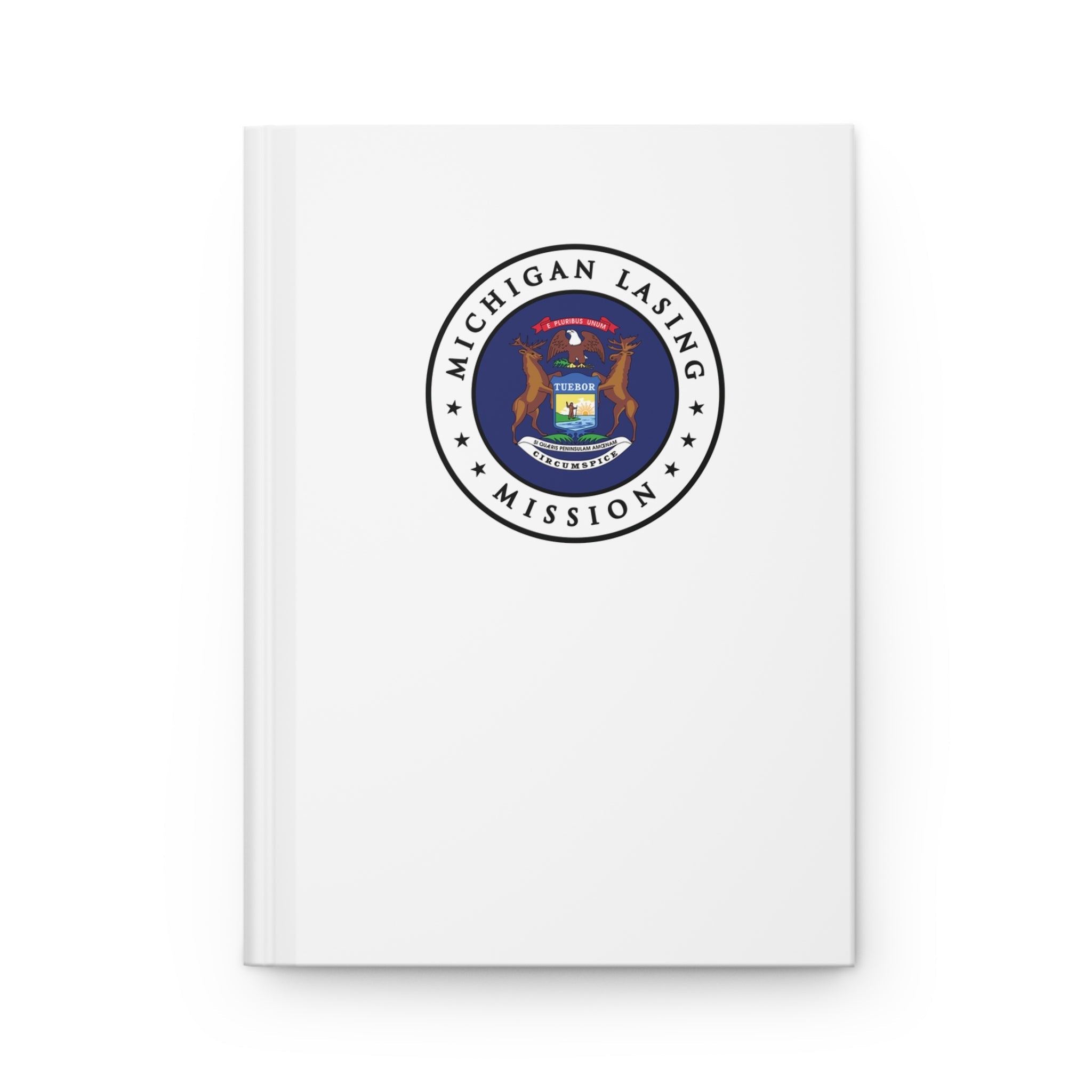 Michigan Lansing Mission Logo Design White Hardcover Journal Matte - Latter-Day Saint LDS Missionary Gift - Book of Mormon