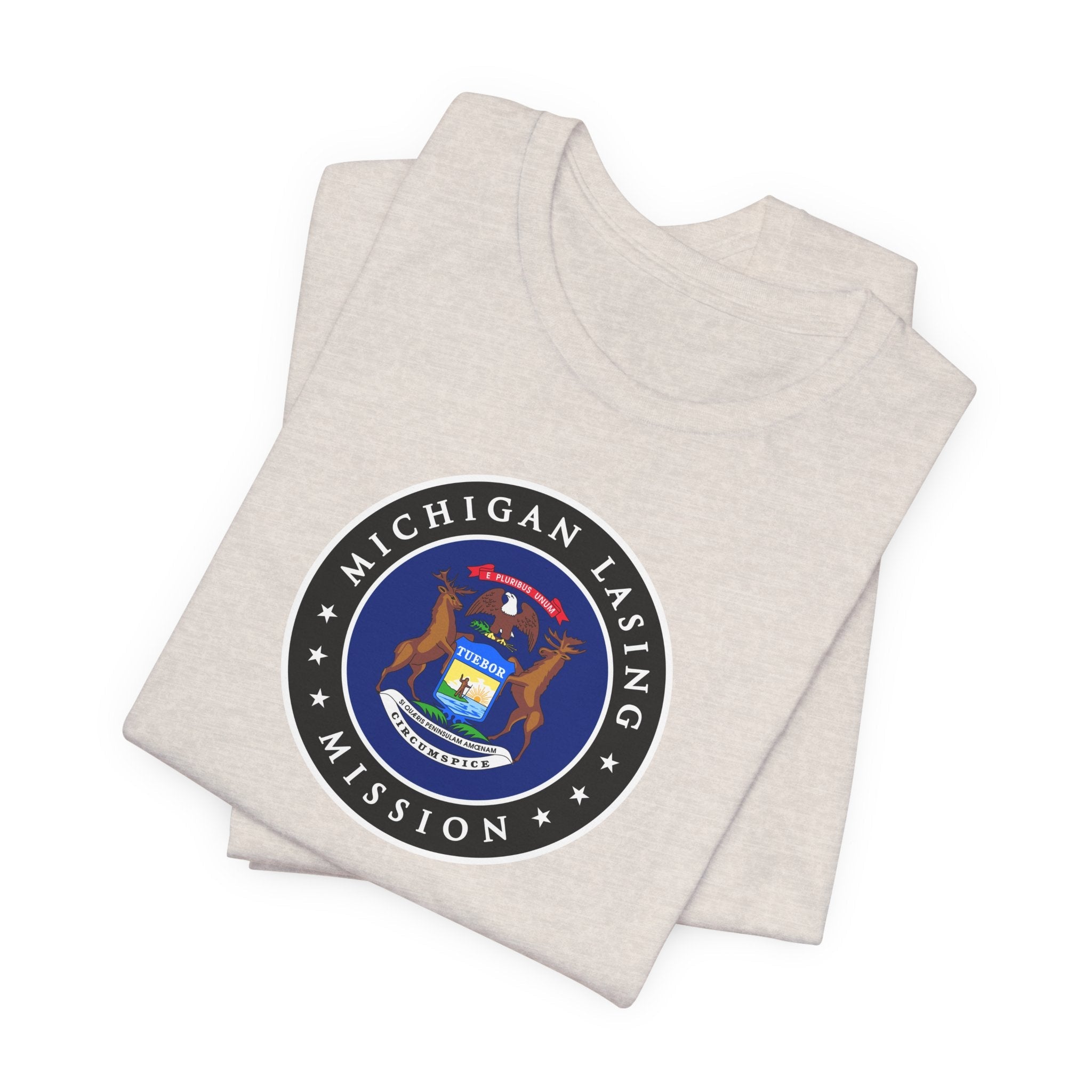 Michigan Lansing Mission State Flag Logo (Black Border) T-shirt - Mission Wishlist - LDS Missionary Gift Store