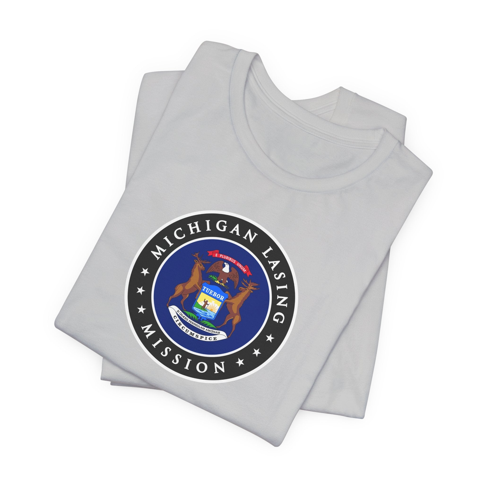 Michigan Lansing Mission State Flag Logo (Black Border) T-shirt - Mission Wishlist - LDS Missionary Gift Store