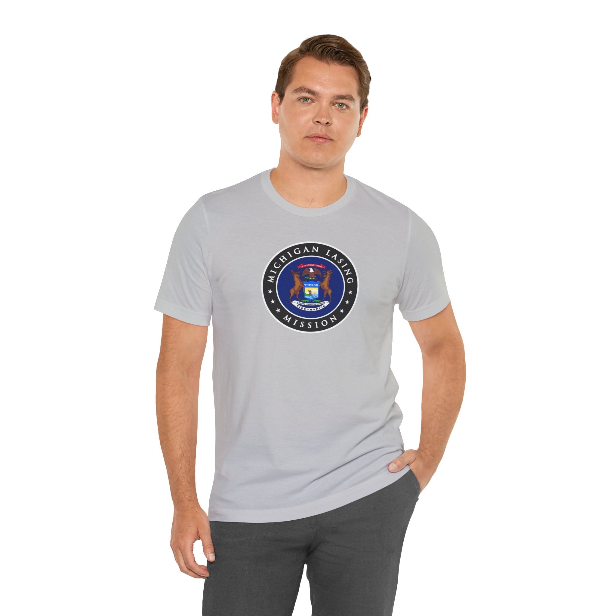 Michigan Lansing Mission State Flag Logo (Black Border) T-shirt - Mission Wishlist - LDS Missionary Gift Store