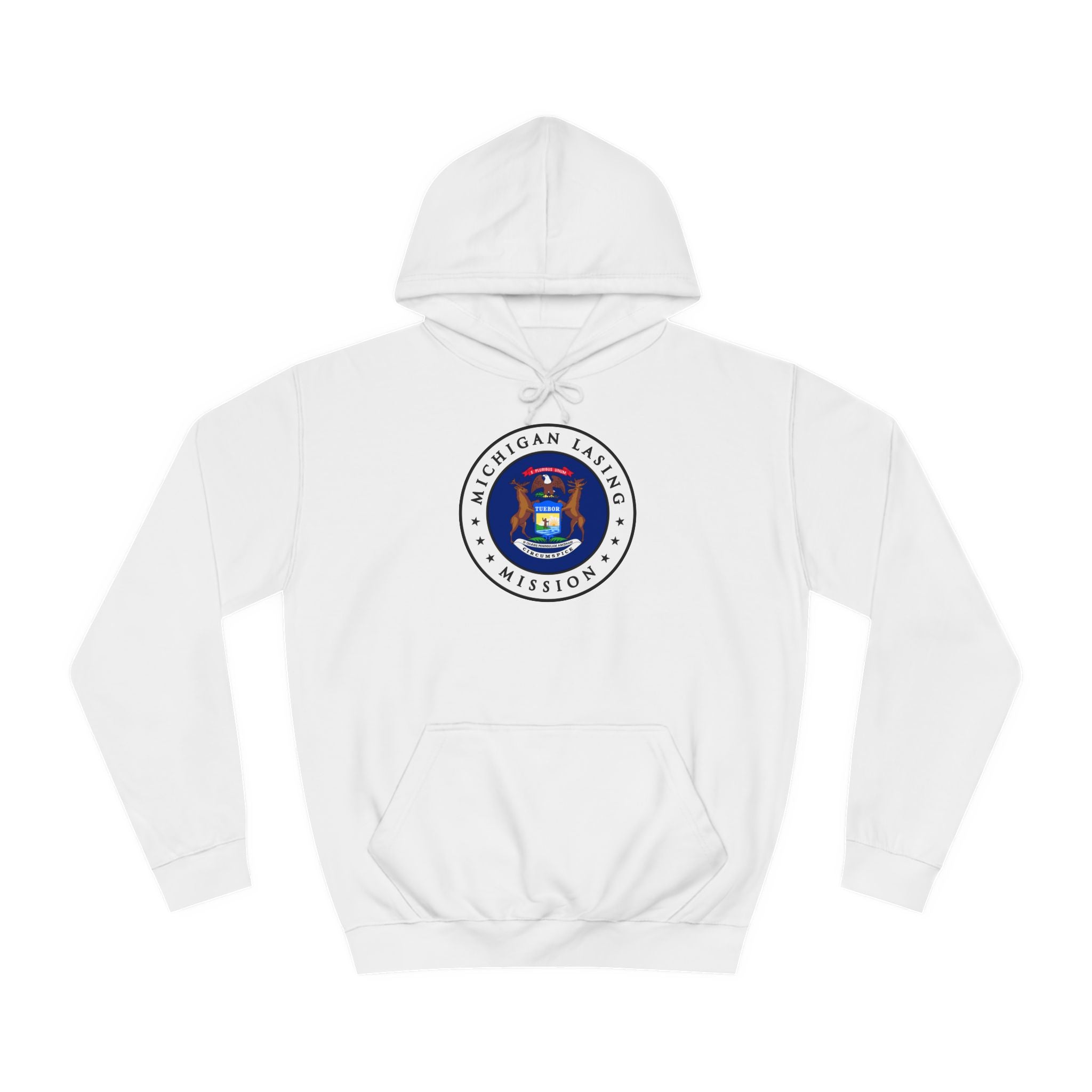 Michigan Lansing Mission State Flag Logo (White Border) College Hoodie