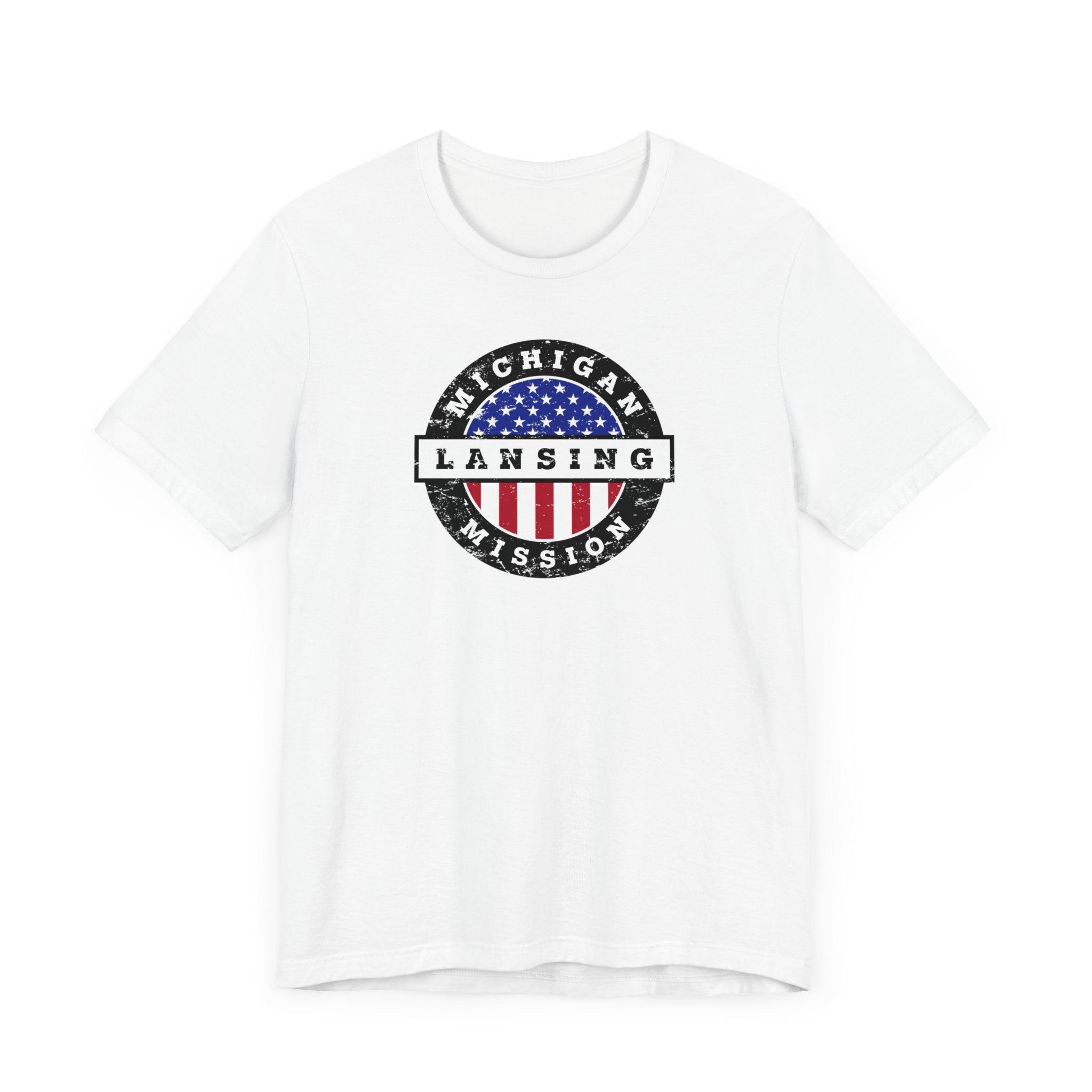 Michigan Lansing Mission Vintage Circular USA Flag T-Shirt - Mission Wishlist - LDS Missionary Gift Store