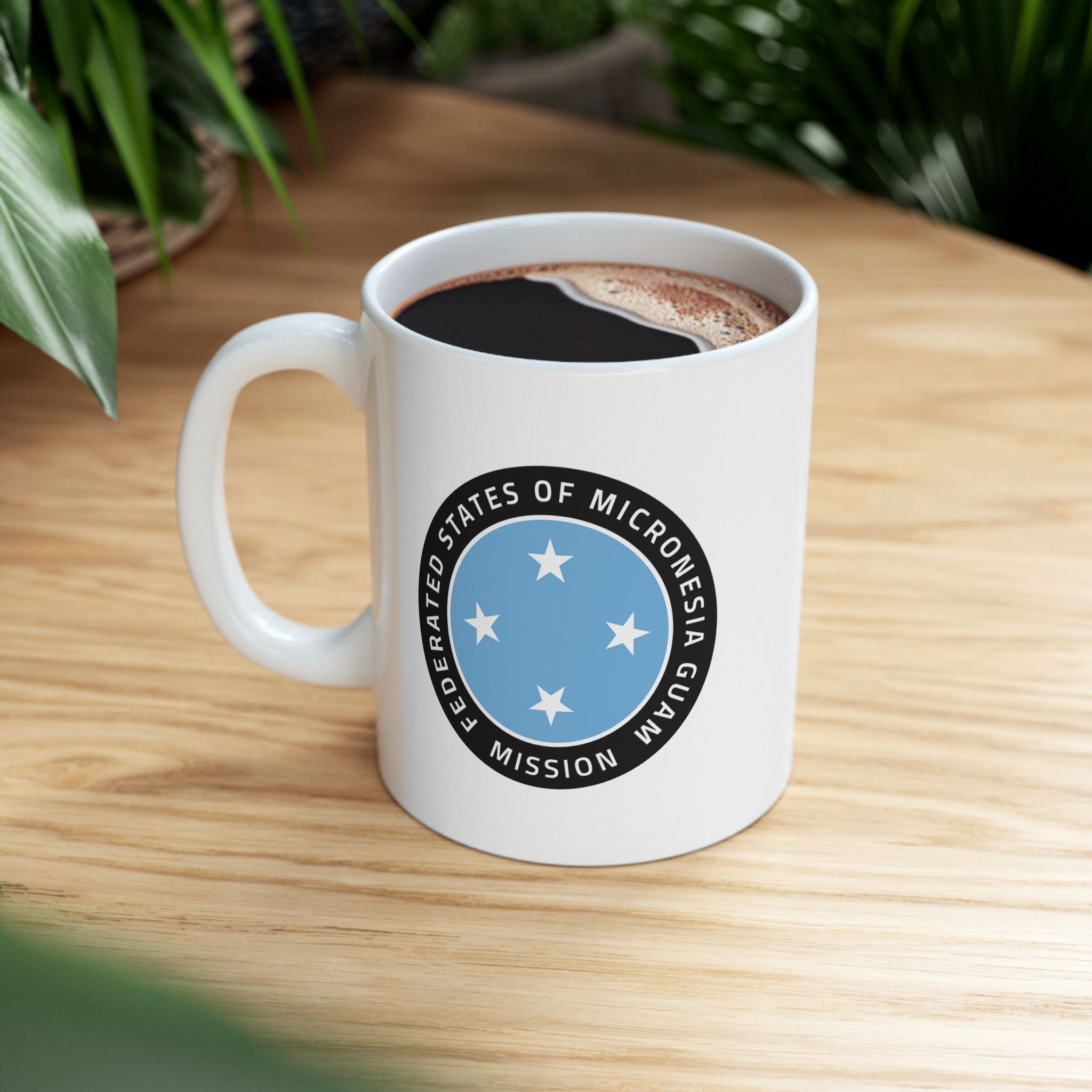 Micronesia Guam Mission Circular Flag White Ceramic Mug - Latter-Day Saint LDS Missionary Gift - Book of Mormon
