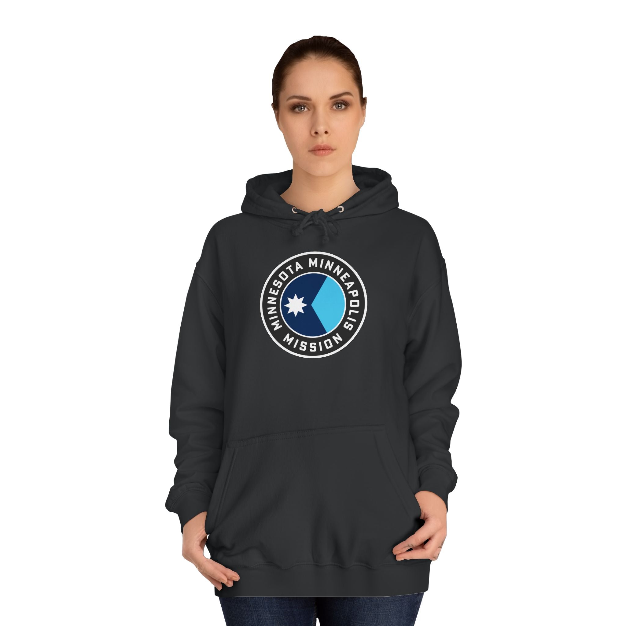 Minnesota Minneapolis Mission State Flag Logo (Black Border) College Hoodie - Mission Wishlist - LDS Missionary Gift Store