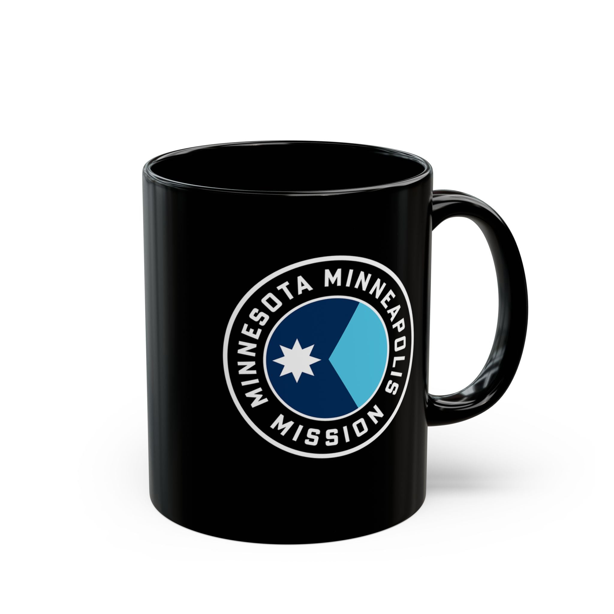 Minnesota Minneapolis Mission State Flag Logo Ceramic Mug Black Name - Latter-Day Saint LDS Missionary Gift - Book of Mormon