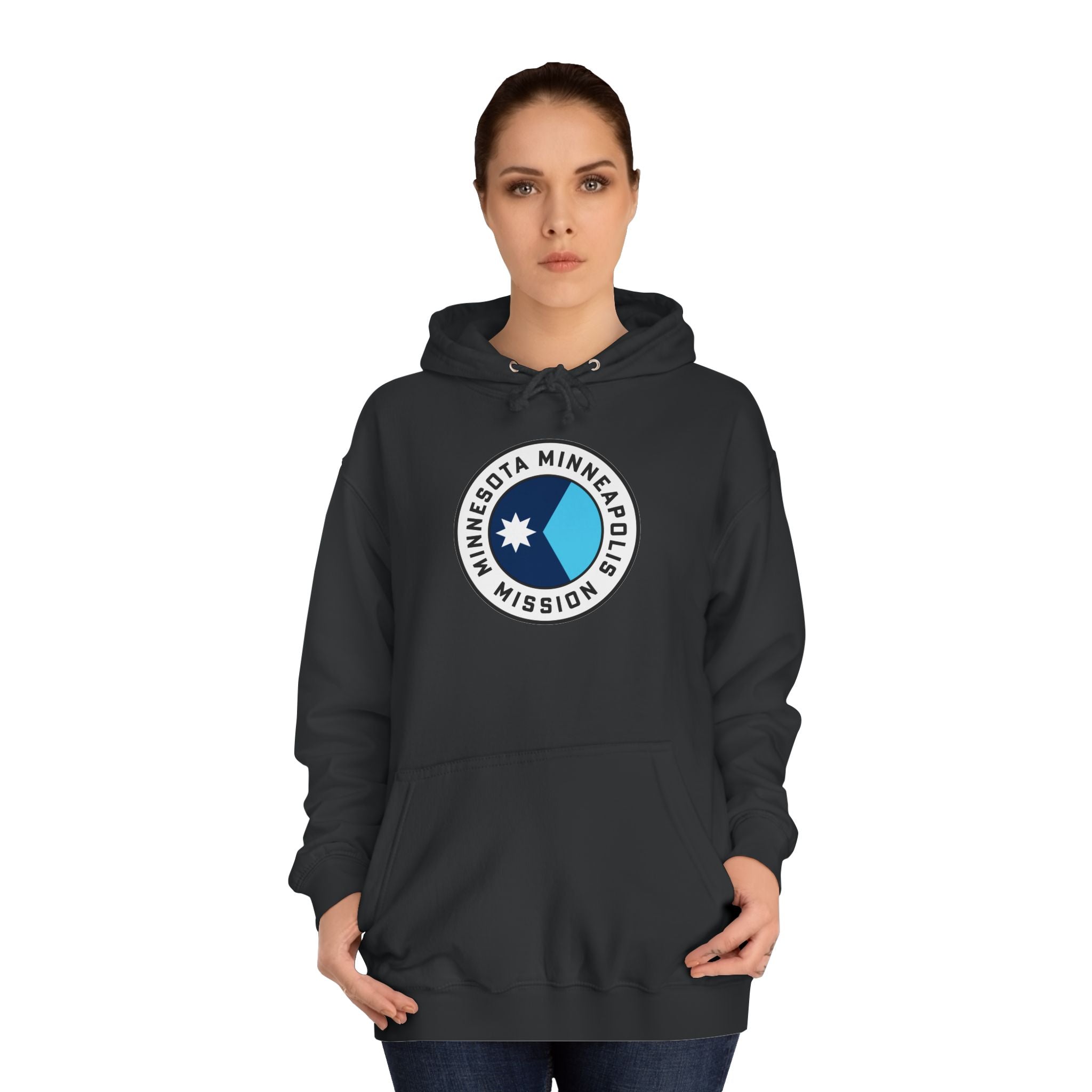 Minnesota Minneapolis Mission State Flag Logo (White Border) College Hoodie - Mission Wishlist - LDS Missionary Gift Store