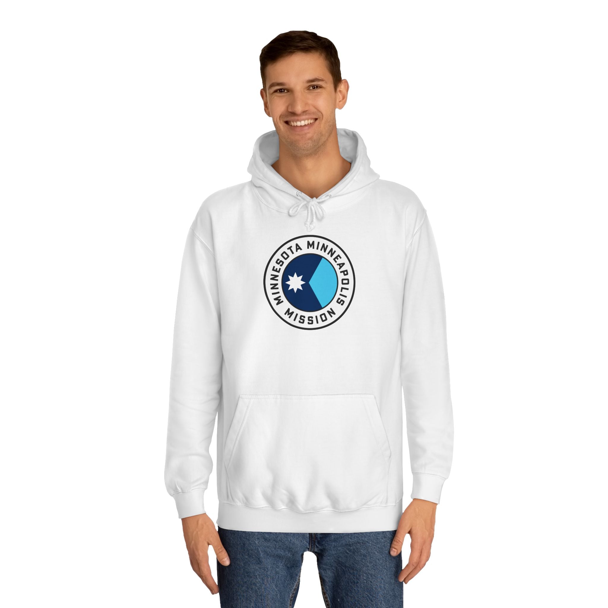 Minnesota Minneapolis Mission State Flag Logo (White Border) College Hoodie - Mission Wishlist - LDS Missionary Gift Store