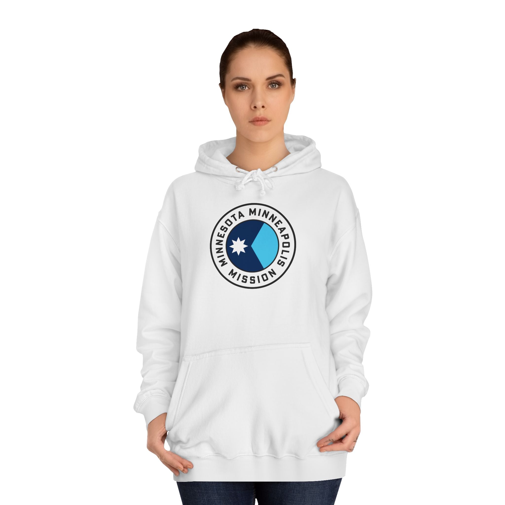 Minnesota Minneapolis Mission State Flag Logo (White Border) College Hoodie - Mission Wishlist - LDS Missionary Gift Store