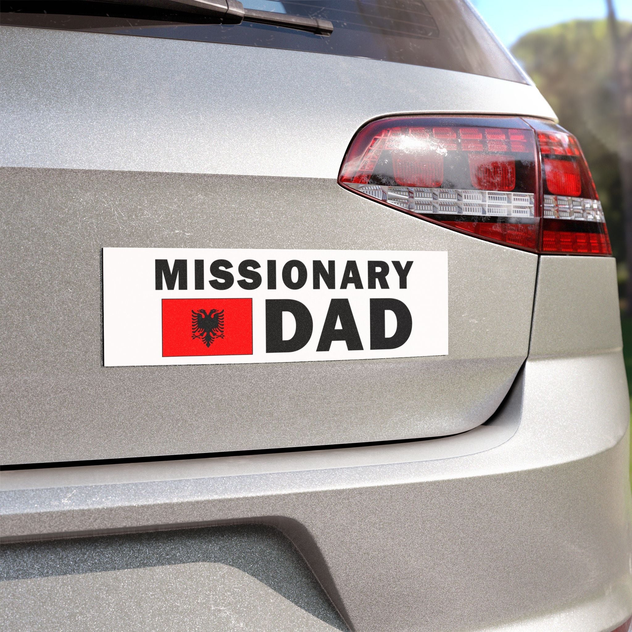 Missionary DAD Flag of Albania Magnetic Bumper Sticker - Latter-Day Saint LDS Missionary Gift - Book of Mormon