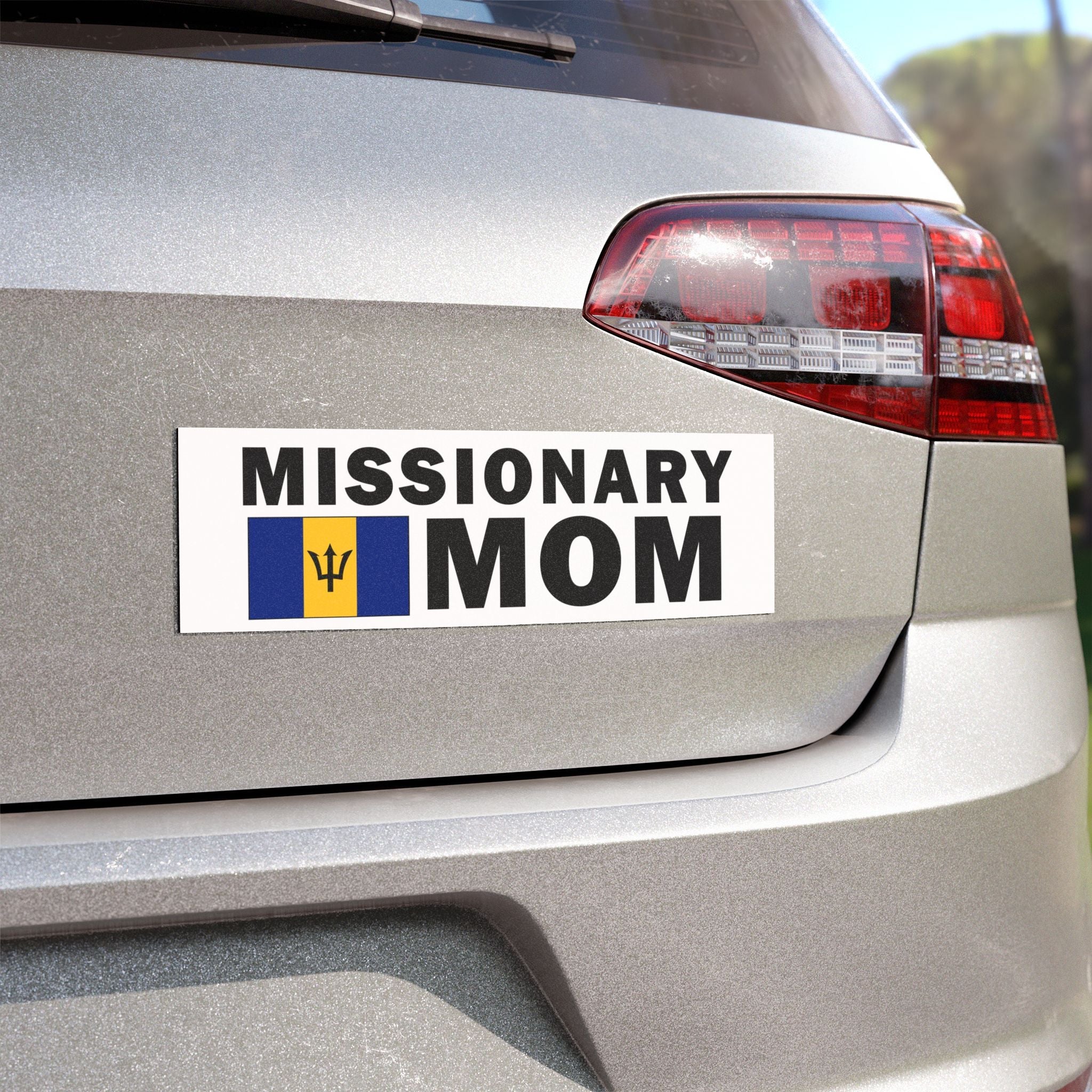 Missionary MOM Flag of Barbados Magnetic Bumper Sticker - Mission Wishlist - LDS Missionary Gift Store