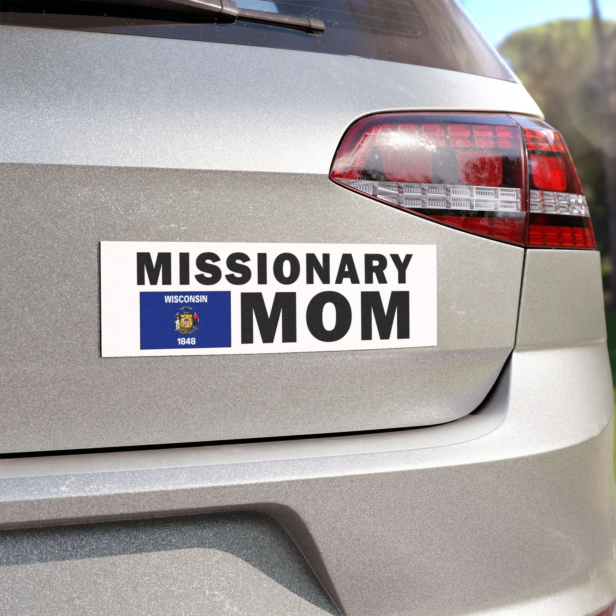 Missionary MOM Flag of Wisconsin Magnetic Bumper Sticker - Mission Wishlist - LDS Missionary Gift Store