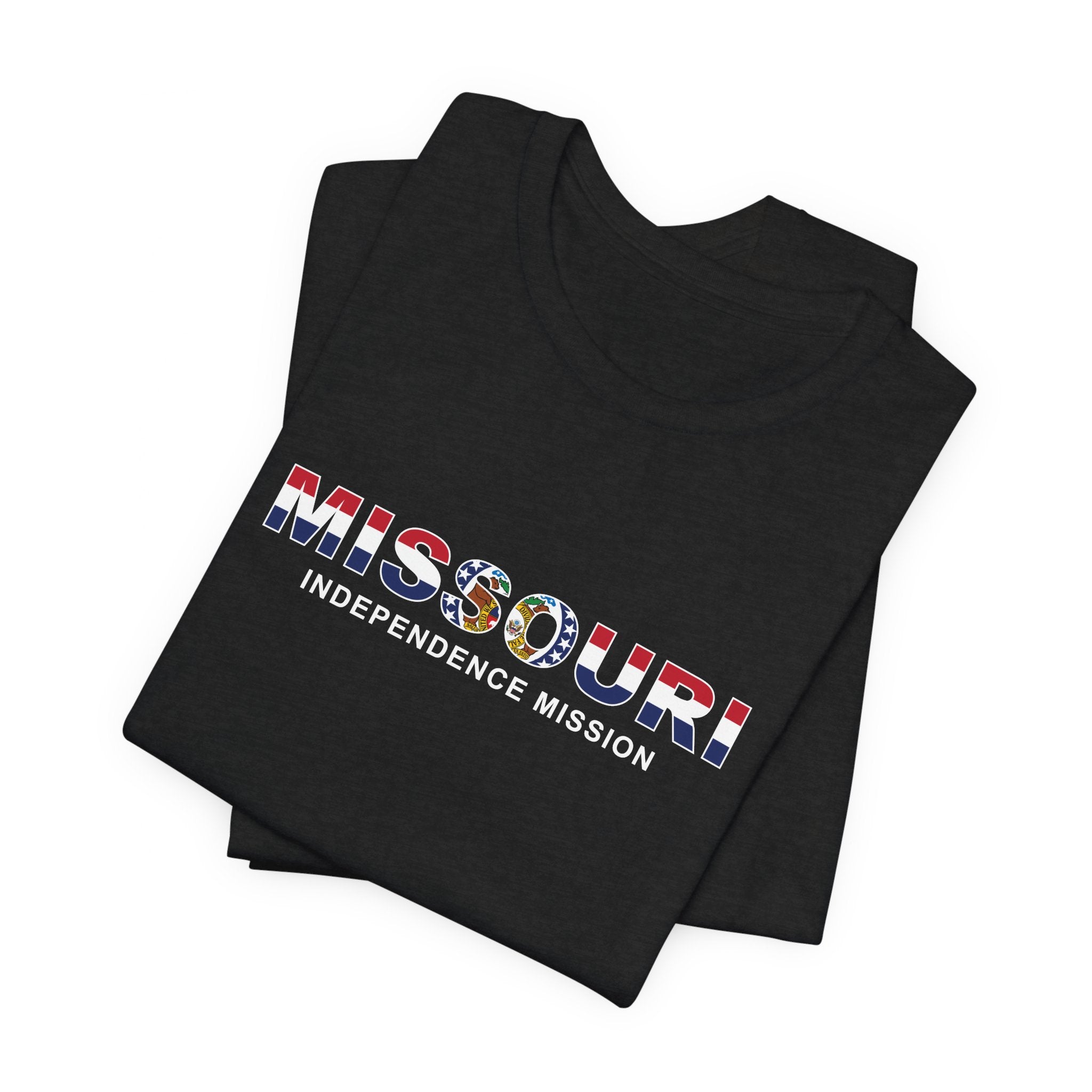 Missouri Independence Mission Flag Title T-shirt - Latter-Day Saint LDS Missionary Gift - Book of Mormon