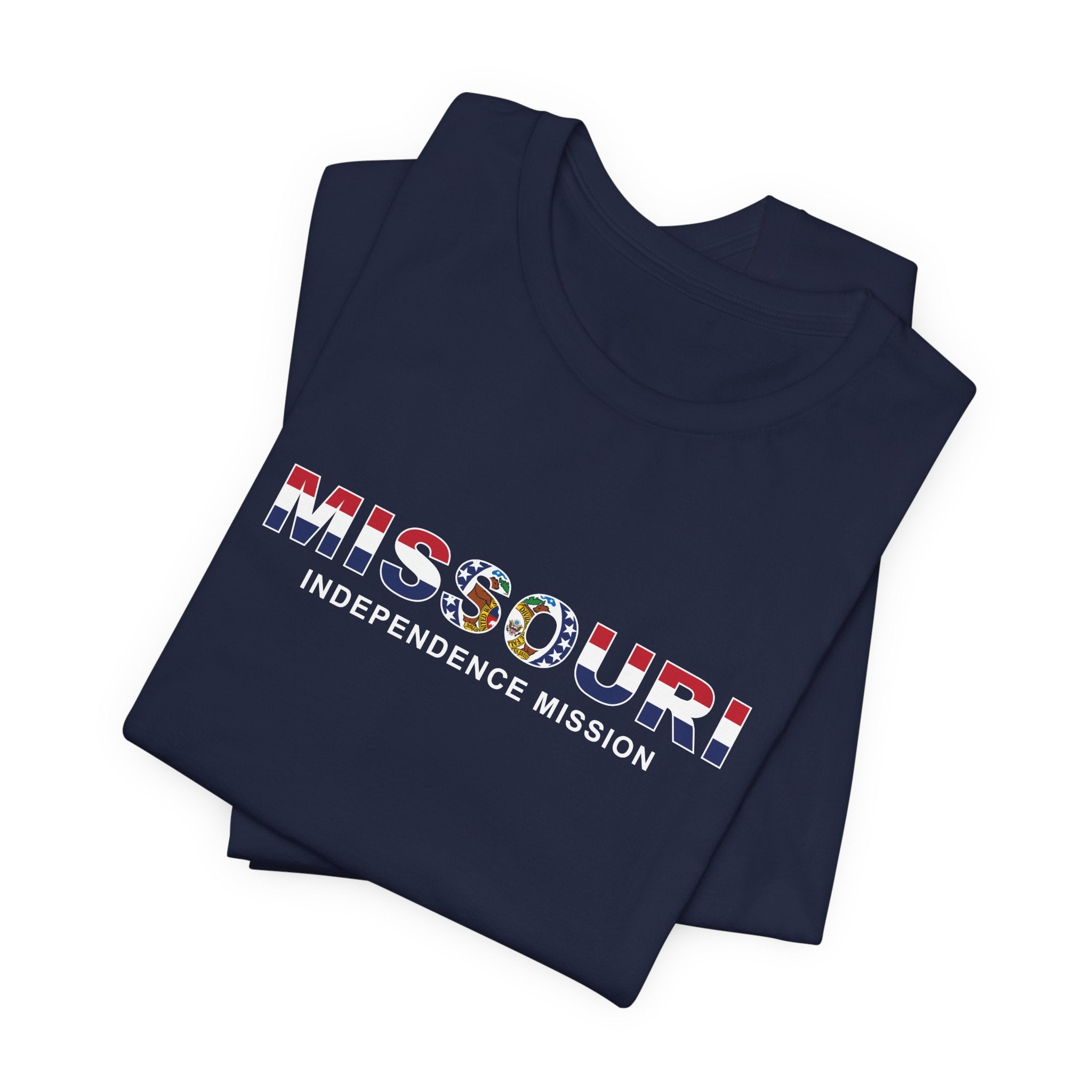 Missouri Independence Mission Flag Title T-shirt - Latter-Day Saint LDS Missionary Gift - Book of Mormon