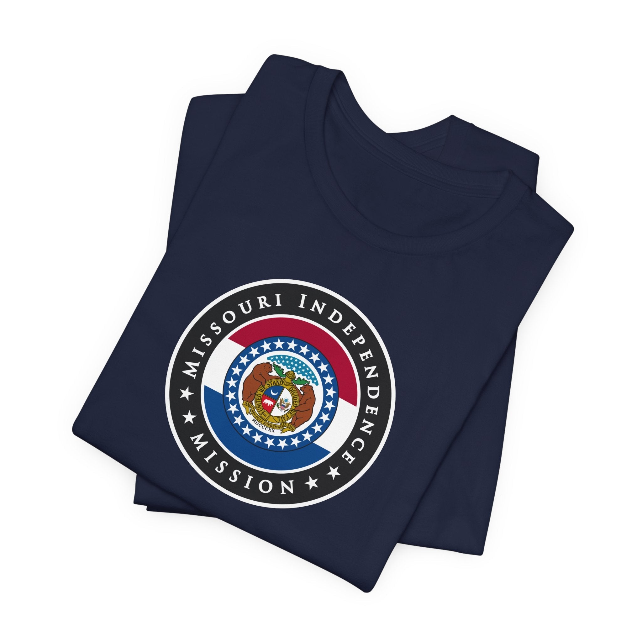 Missouri Independence Mission State Flag Logo (Black Border) T-shirt - Mission Wishlist - LDS Missionary Gift Store