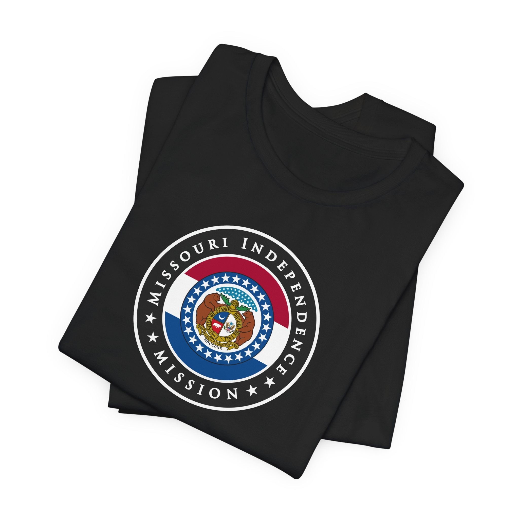 Missouri Independence Mission State Flag Logo (Black Border) T-shirt - Mission Wishlist - LDS Missionary Gift Store