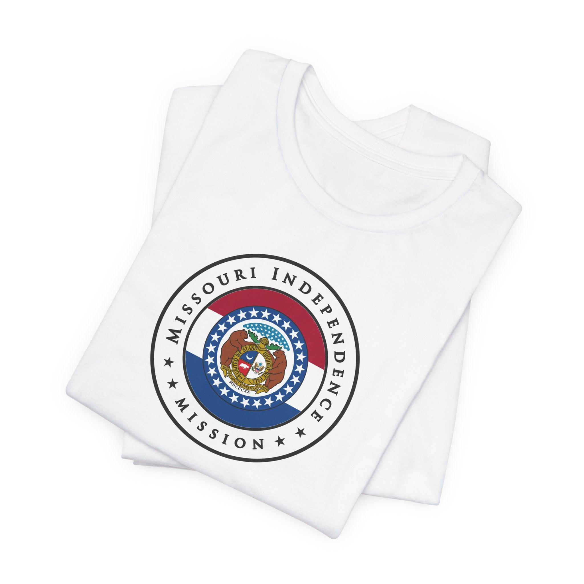 Missouri Independence Mission State Flag Logo (White Border) T-shirt - Mission Wishlist - LDS Missionary Gift Store
