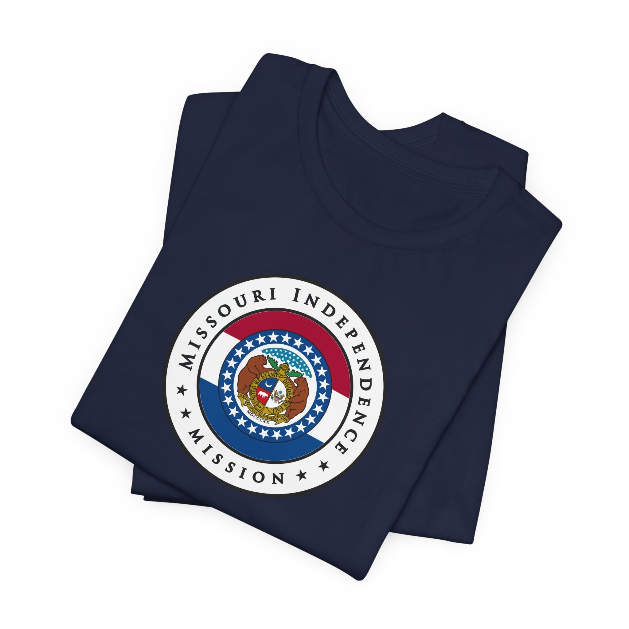 Missouri Independence Mission State Flag Logo (White Border) T-shirt - Mission Wishlist - LDS Missionary Gift Store