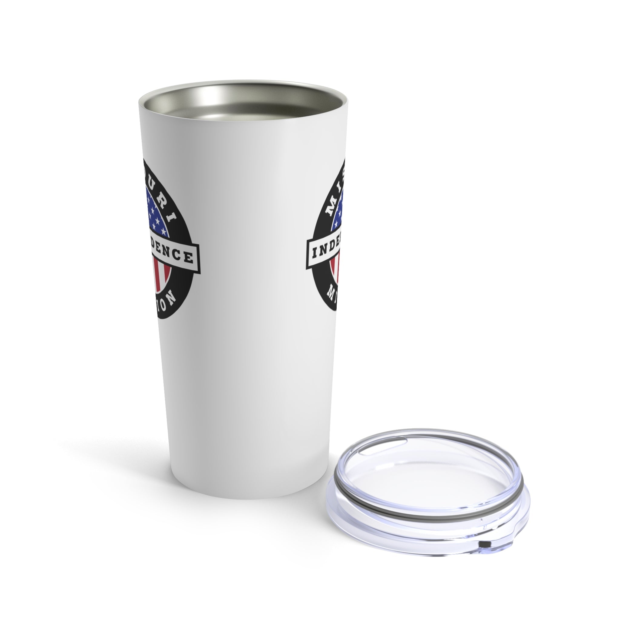 Missouri Independence Mission USA Flag Logo Tumbler 20oz White - Latter-Day Saint LDS Missionary Gift - Book of Mormon