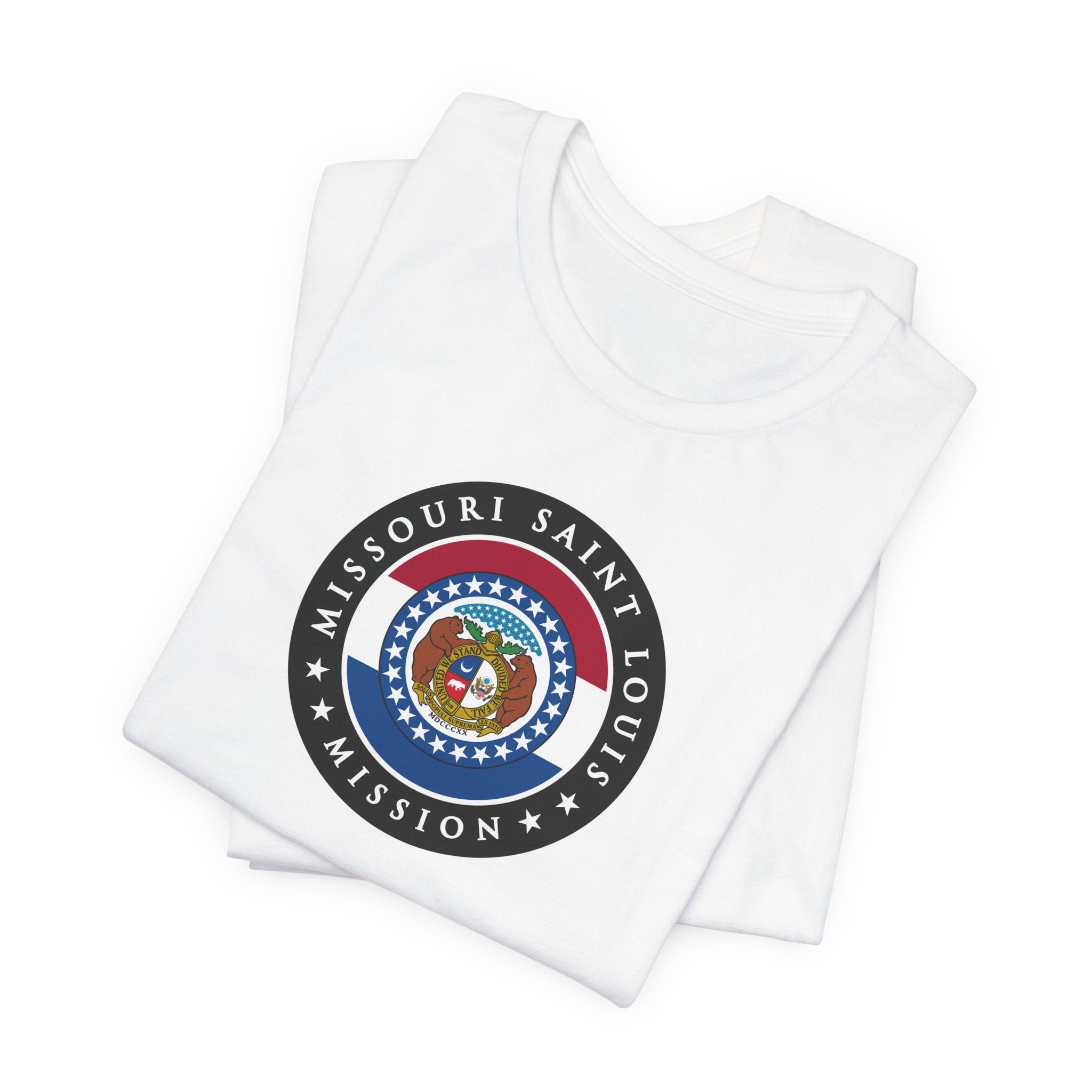 Missouri Saint Louis Mission State Flag Logo (Black Border) T-shirt - Mission Wishlist - LDS Missionary Gift Store