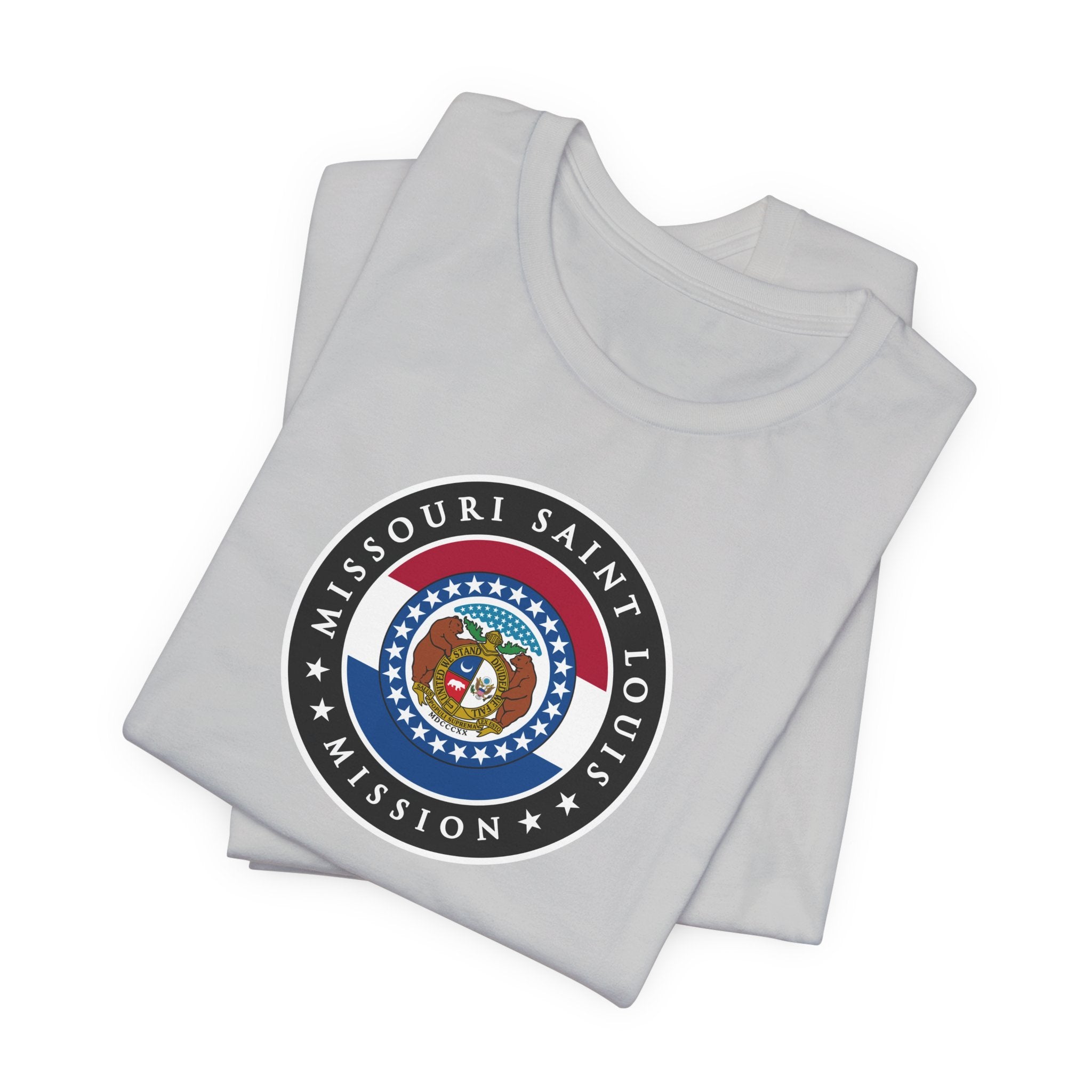 Missouri Saint Louis Mission State Flag Logo (Black Border) T-shirt - Mission Wishlist - LDS Missionary Gift Store