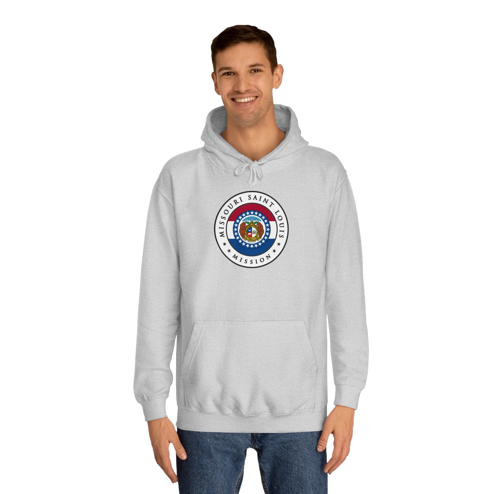 Missouri Saint Louis Mission State Flag Logo (White Border) College Hoodie - Mission Wishlist - LDS Missionary Gift Store